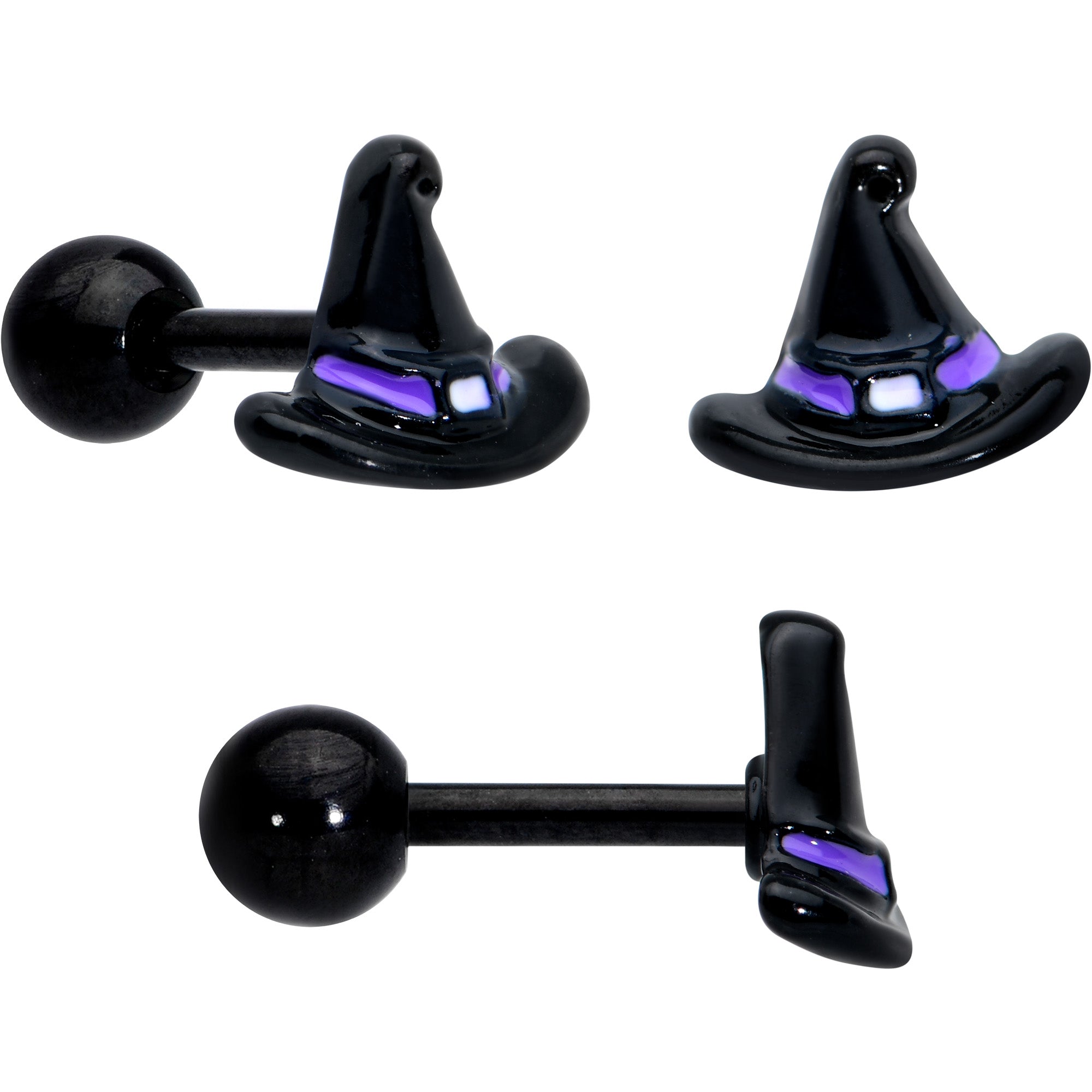 16G 1/4 Pink Gem Spider Witch Halloween Cartilage Tragus Set of 3