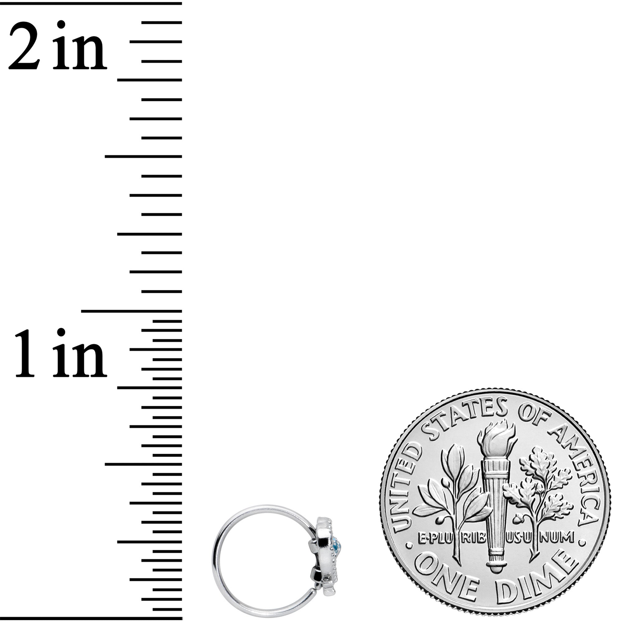 20G 5/16 Textured Blue Dolphin Heart Nose Hoop