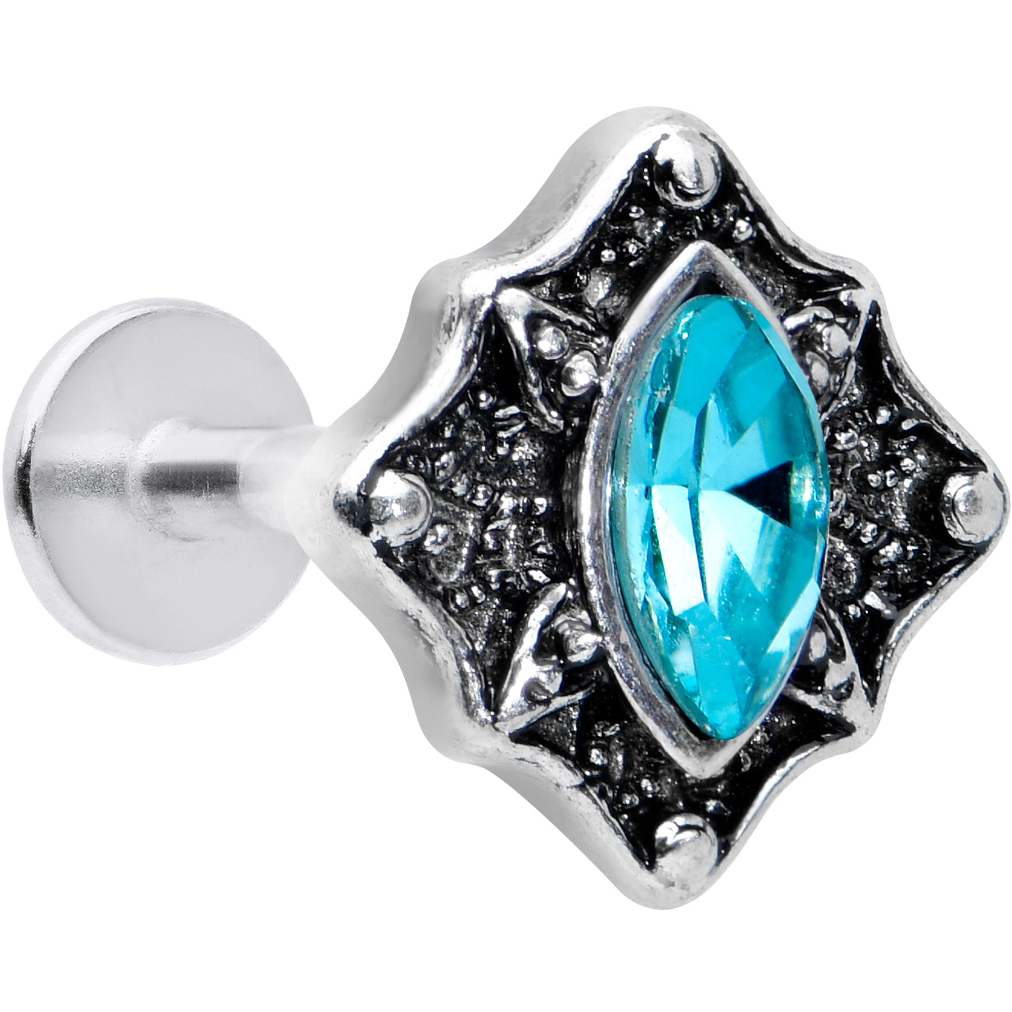 16G 5/16 Blue Gem Retro Rhombus Labret Monroe Tragus