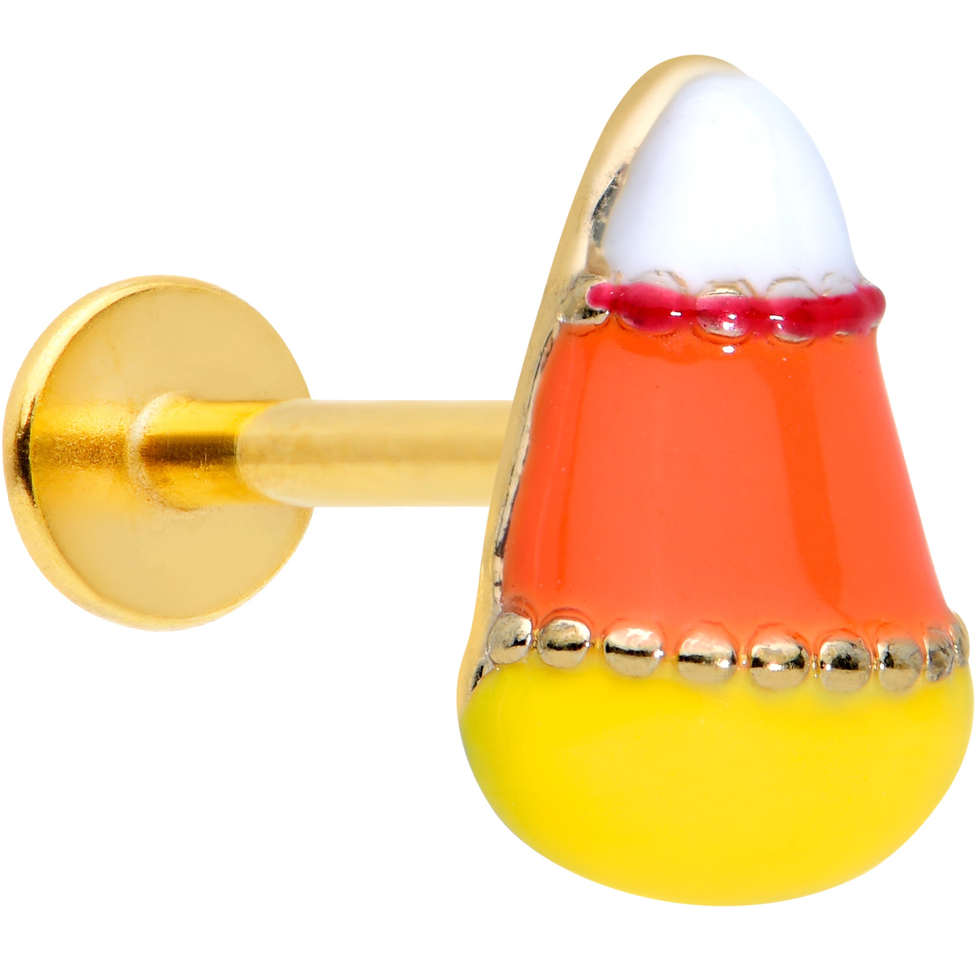 16G 5/16 Gold Tone Candy Corn Halloween Labret Monroe Tragus