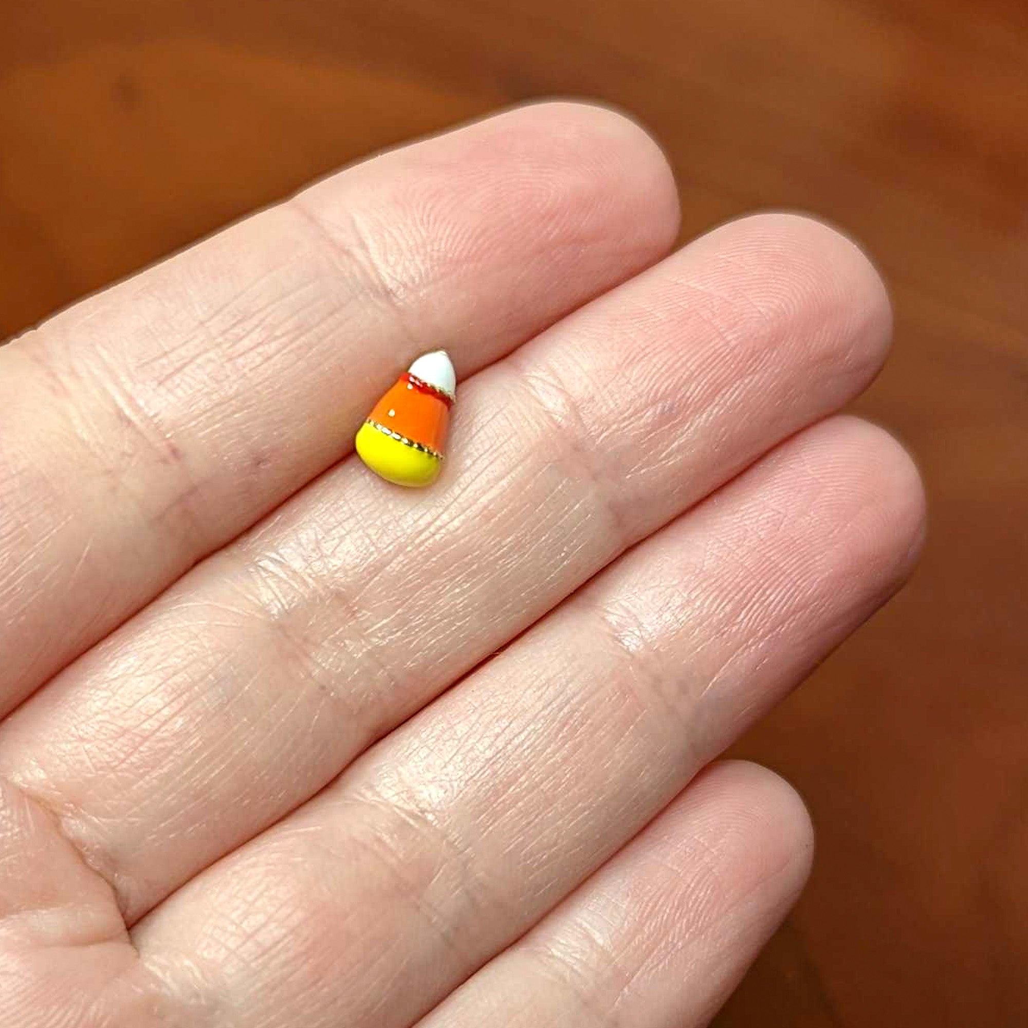 16G 5/16 Gold Tone Candy Corn Halloween Labret Monroe Tragus