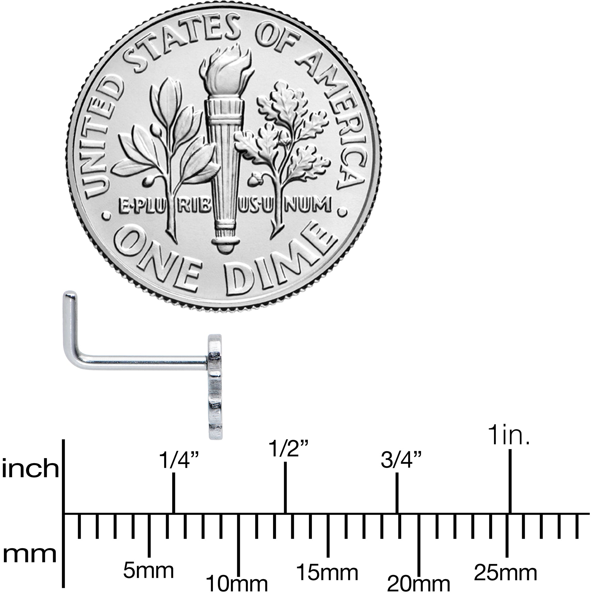 20G 1/4 Simple Cephalopod Octopus L Shape Nose Ring