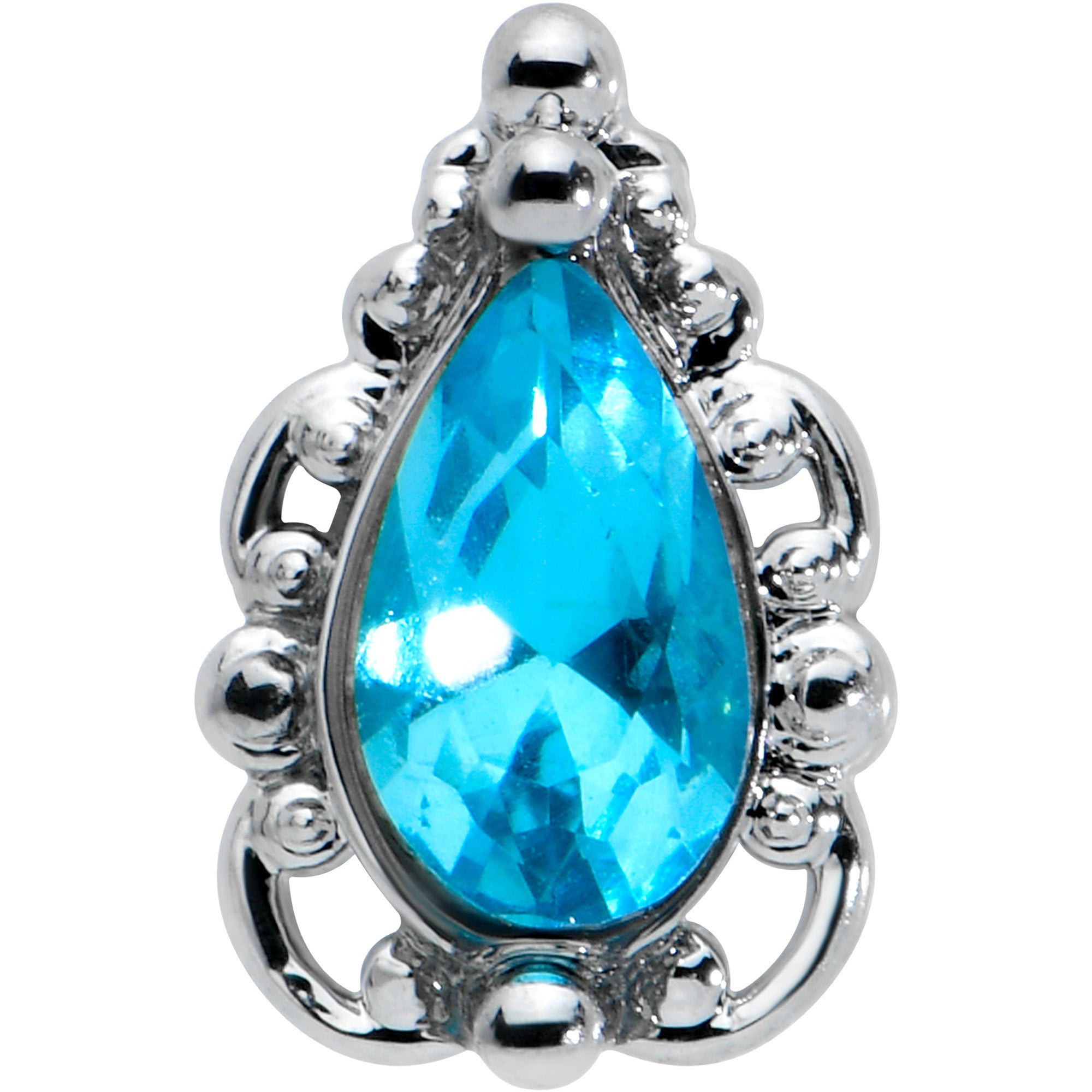 16G 5/16 Blue Gem Art Deco Oval Labret Monroe Tragus