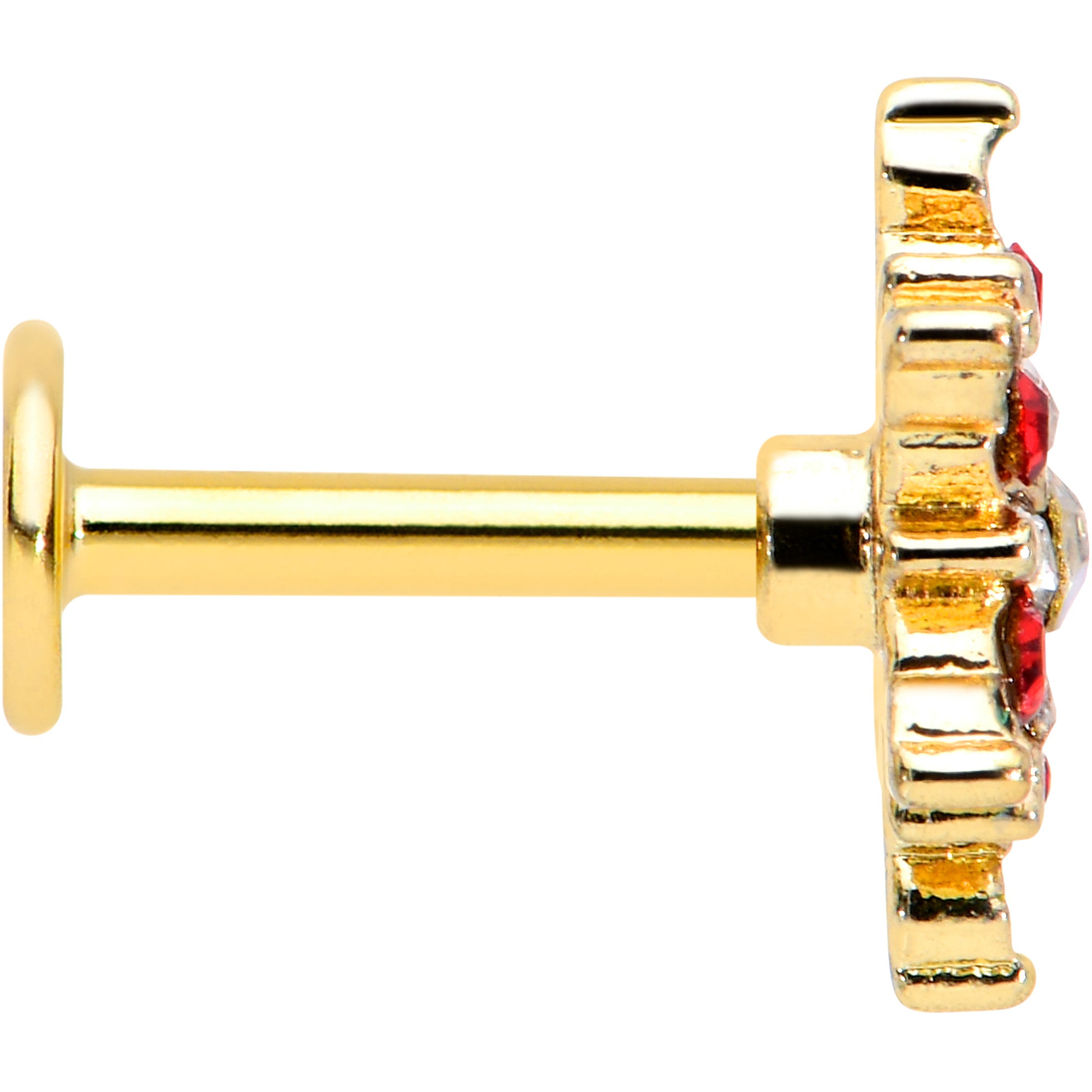 16G 1/4 Red Aurora Gem Gold Tone Christmas Star Labret Tragus