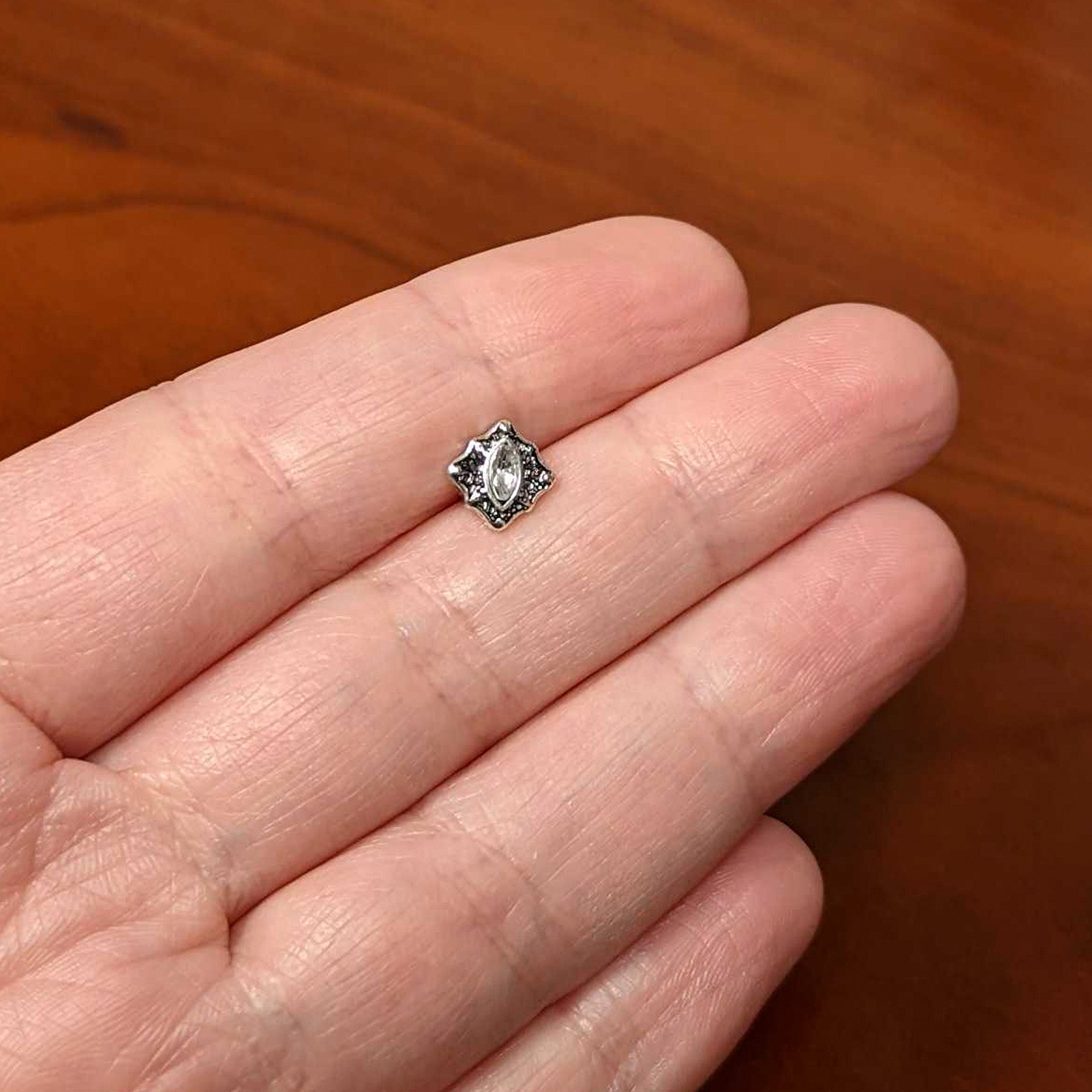 16G 5/16 Clear Gem Retro Rhombus Labret Monroe Tragus