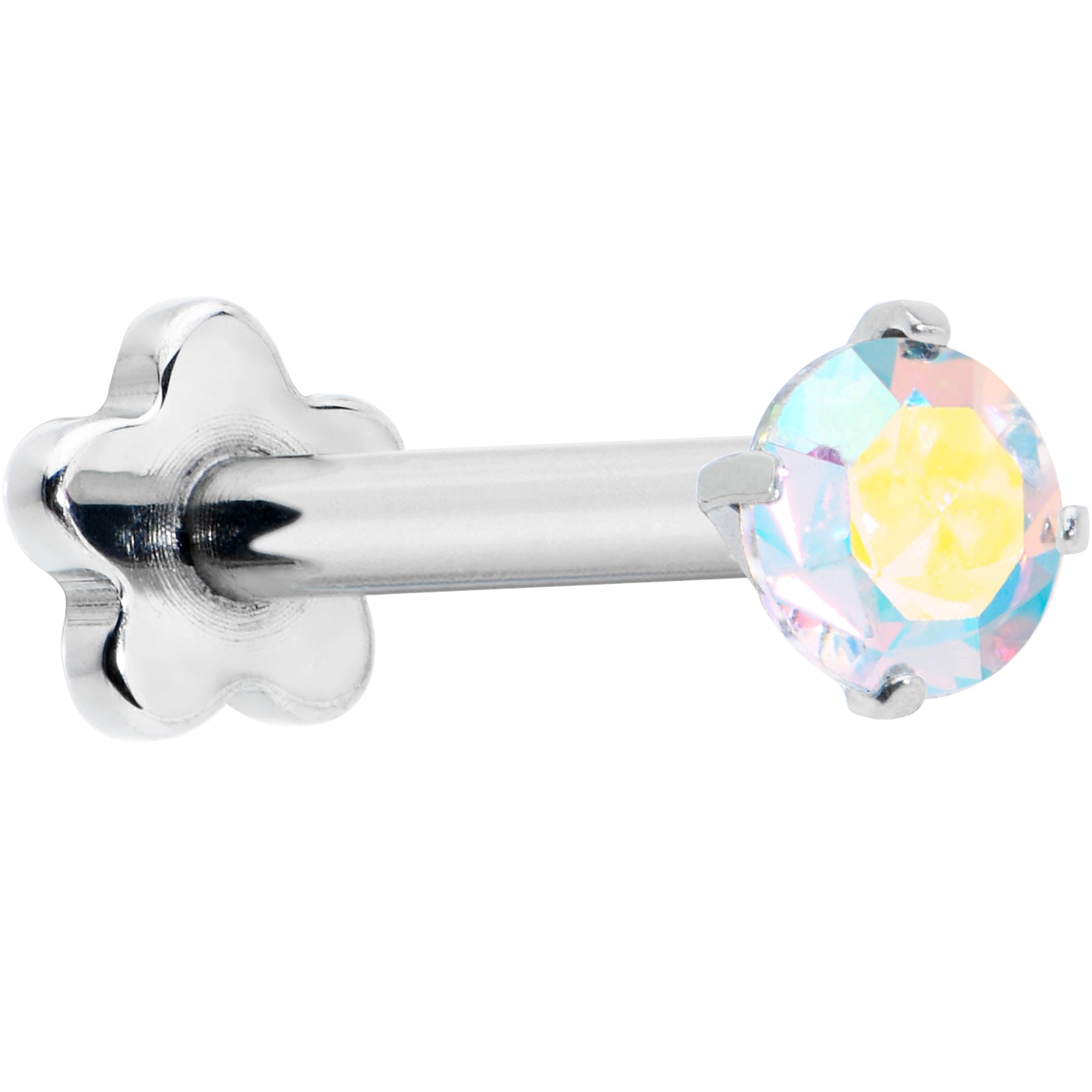 16G 5/16 Aurora CZ G23 Titanium Threadless Flower Labret Tragus