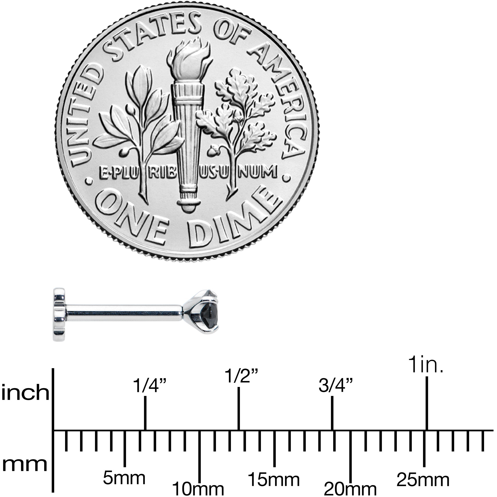 16G 5/16 Black CZ G23 Titanium Threadless Flower Labret Tragus