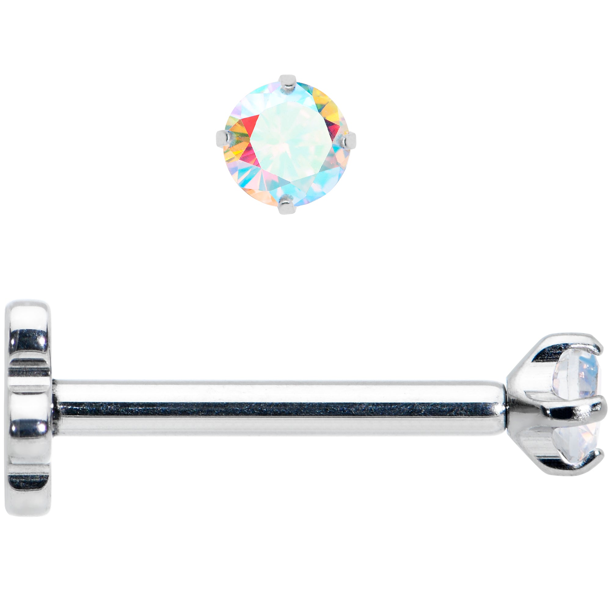 18G 5/16 Aurora CZ G23 Titanium Threadless Flower Labret Tragus