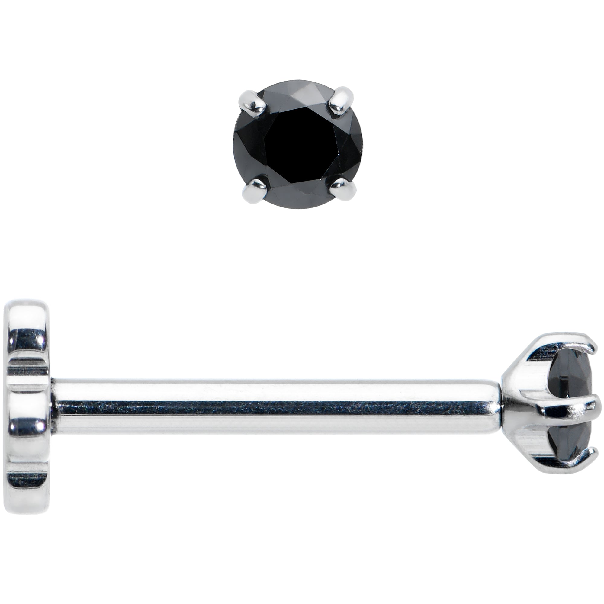 18G 5/16 Black CZ G23 Titanium Threadless Flower Labret Tragus