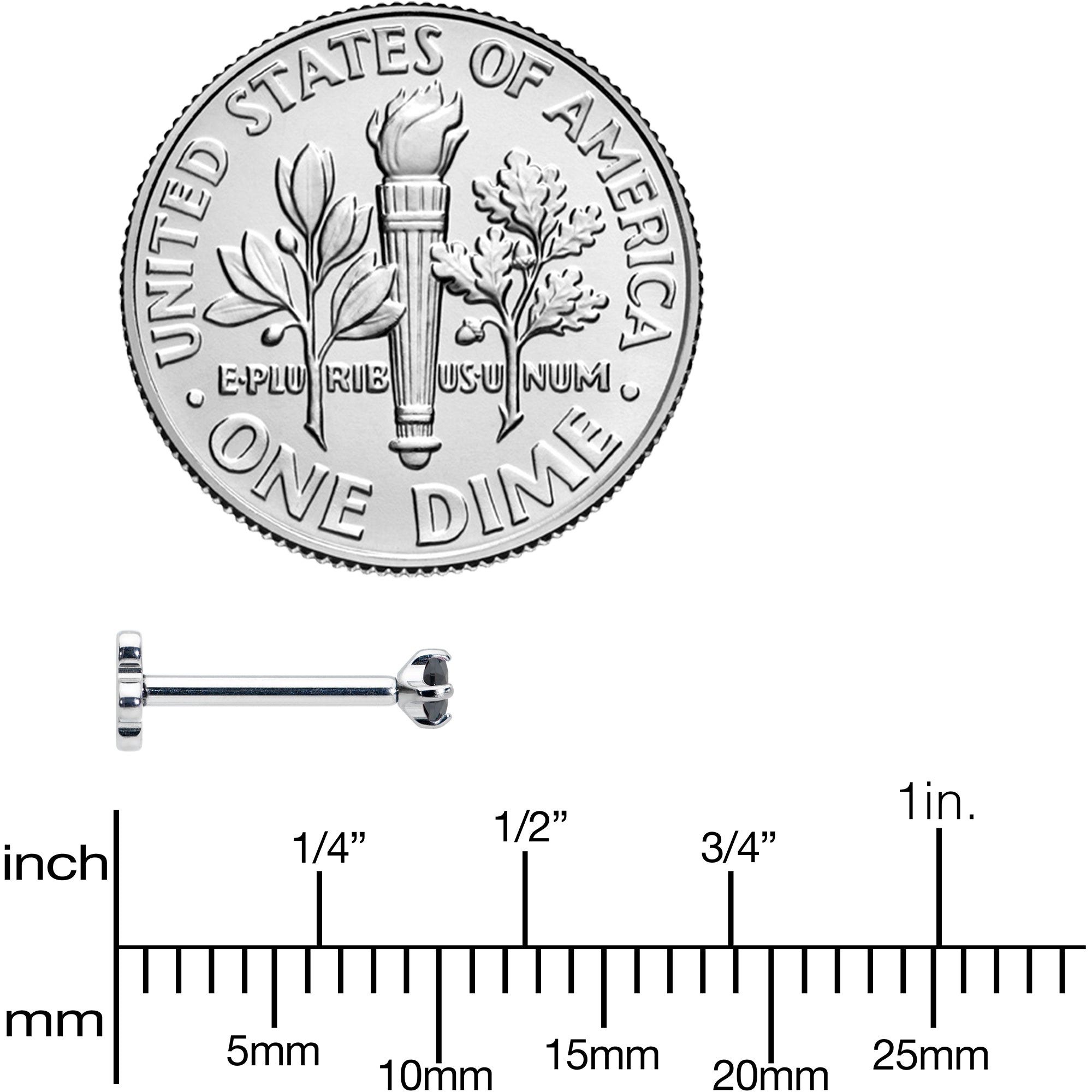 18G 5/16 Black CZ G23 Titanium Threadless Flower Labret Tragus