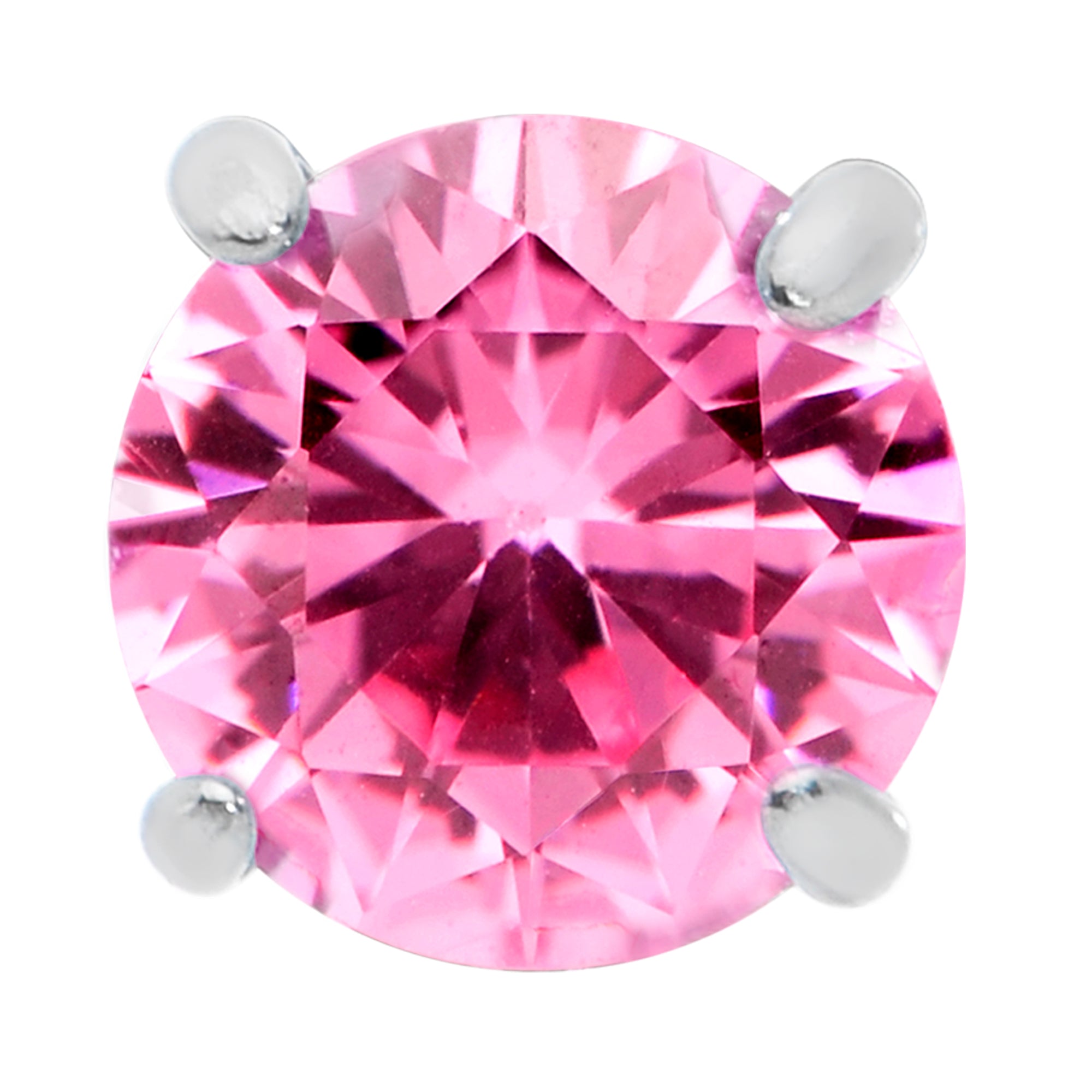 18G 5/16 Pink CZ Gem G23 Titanium Threadless Flower Labret Tragus