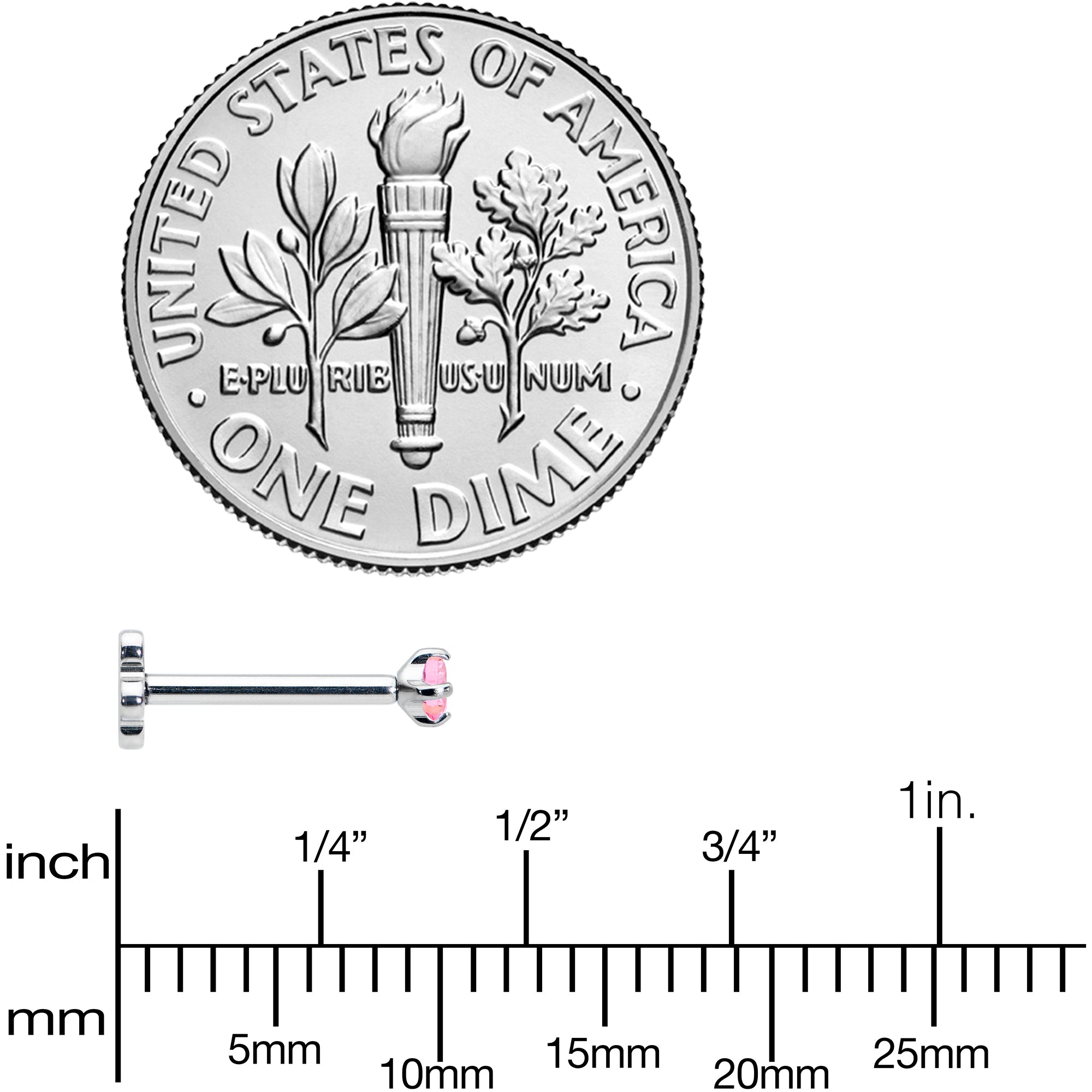 18G 5/16 Pink CZ Gem G23 Titanium Threadless Flower Labret Tragus