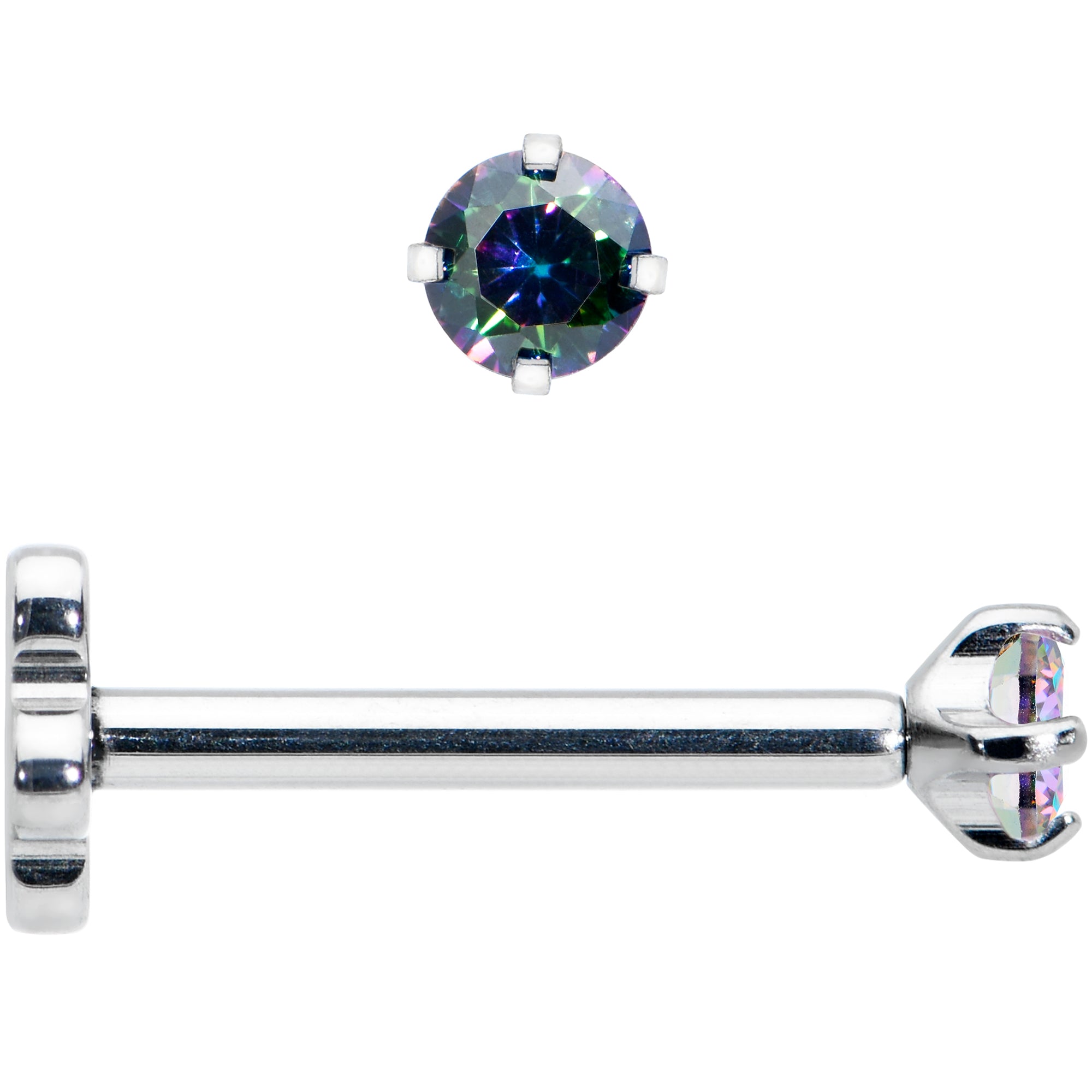 18G 5/16 Vitrail CZ G23 Titanium Threadless Flower Labret Tragus