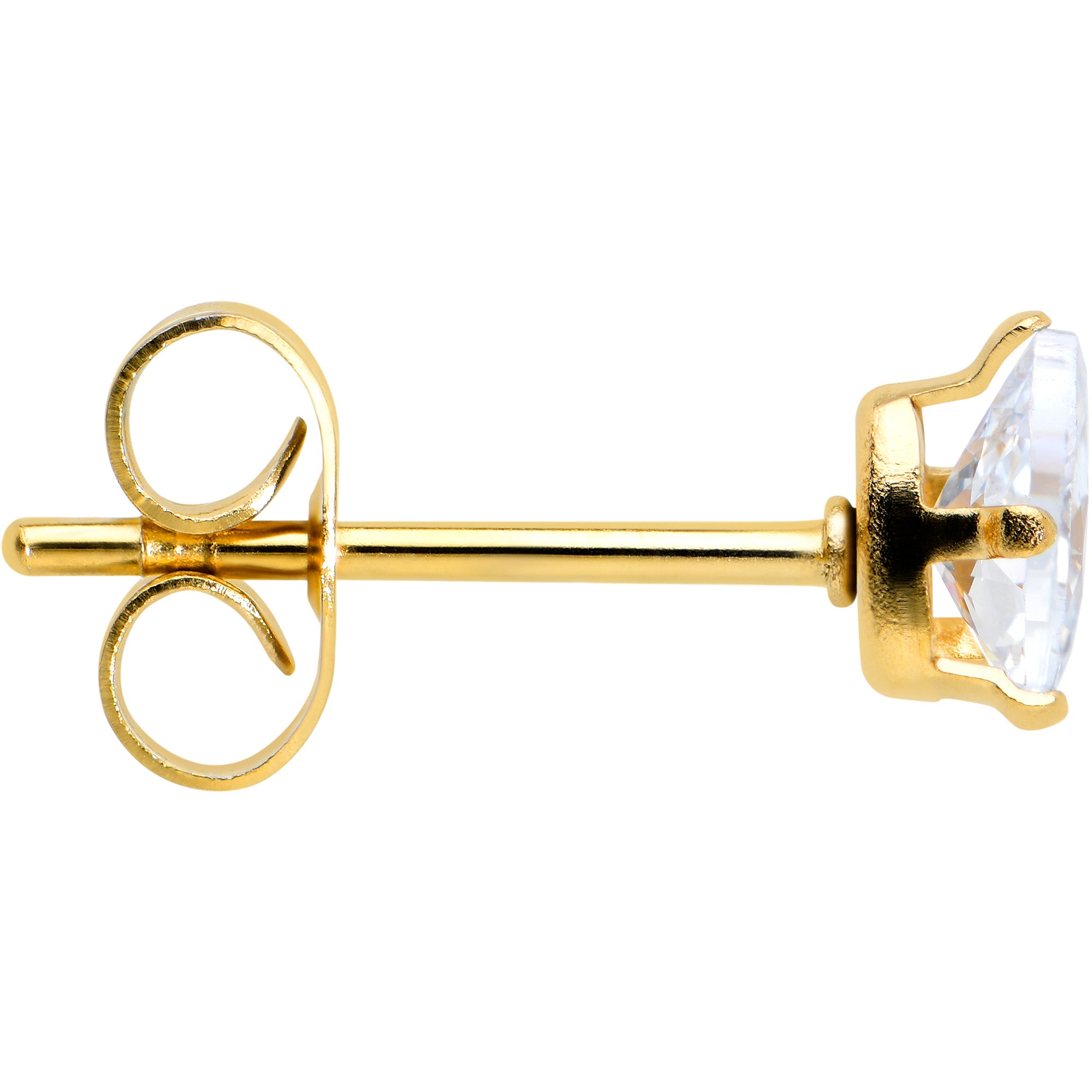 CZ Teardrop Clear Gold Tone Stainless Steel Stud Earrings 3mm to 7mm