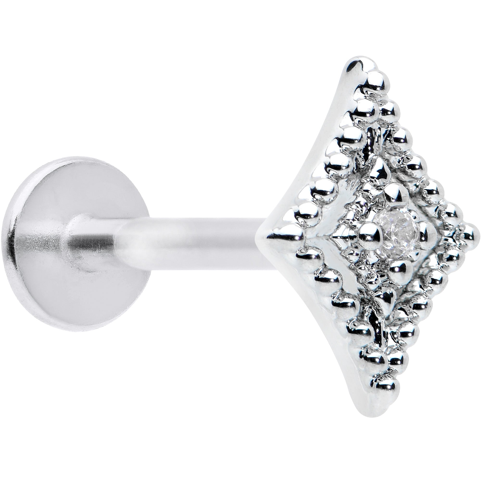 16G 5/16 Clear Gem Deco Textured Rhombus Labret Monroe Tragus