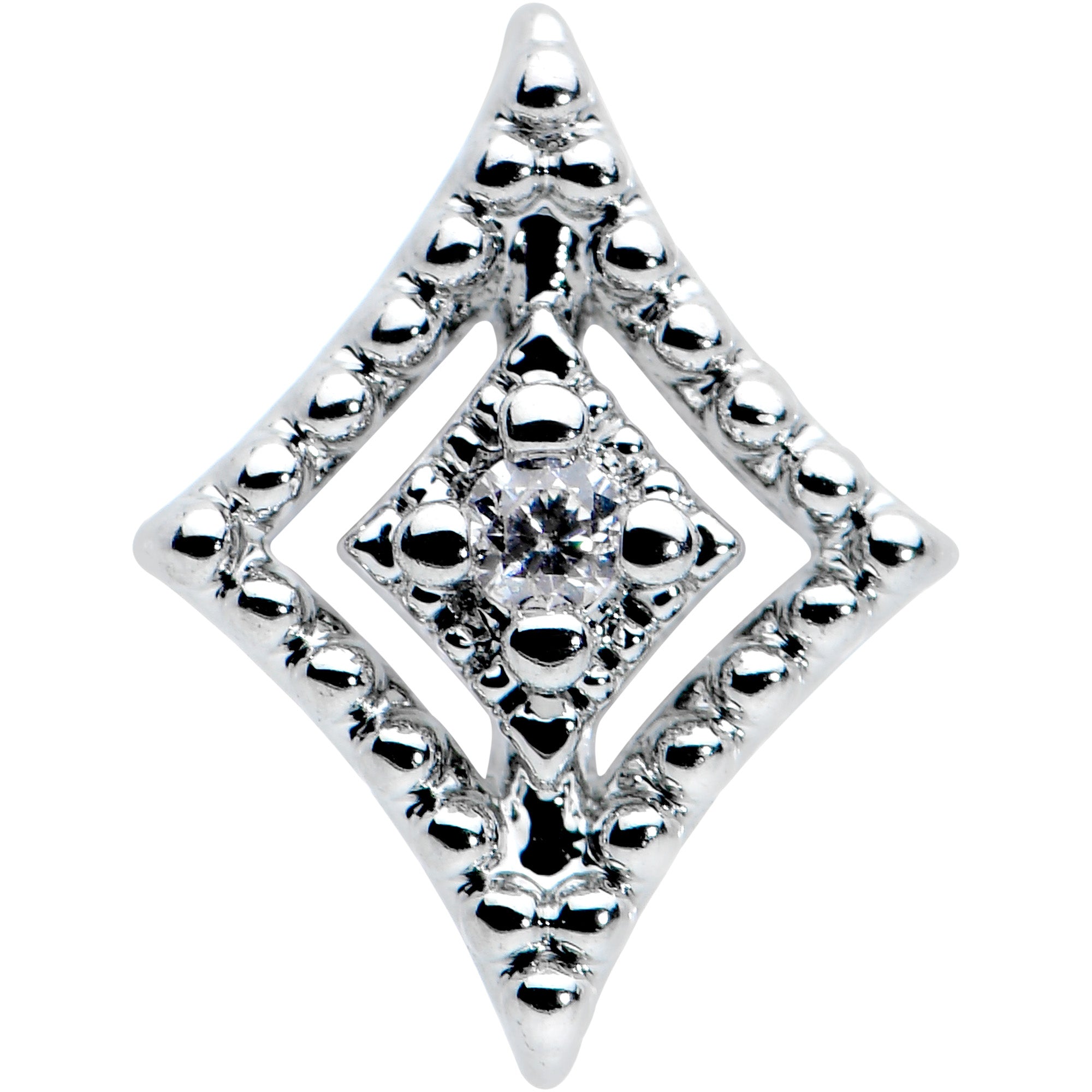 16G 5/16 Clear Gem Deco Textured Rhombus Labret Monroe Tragus