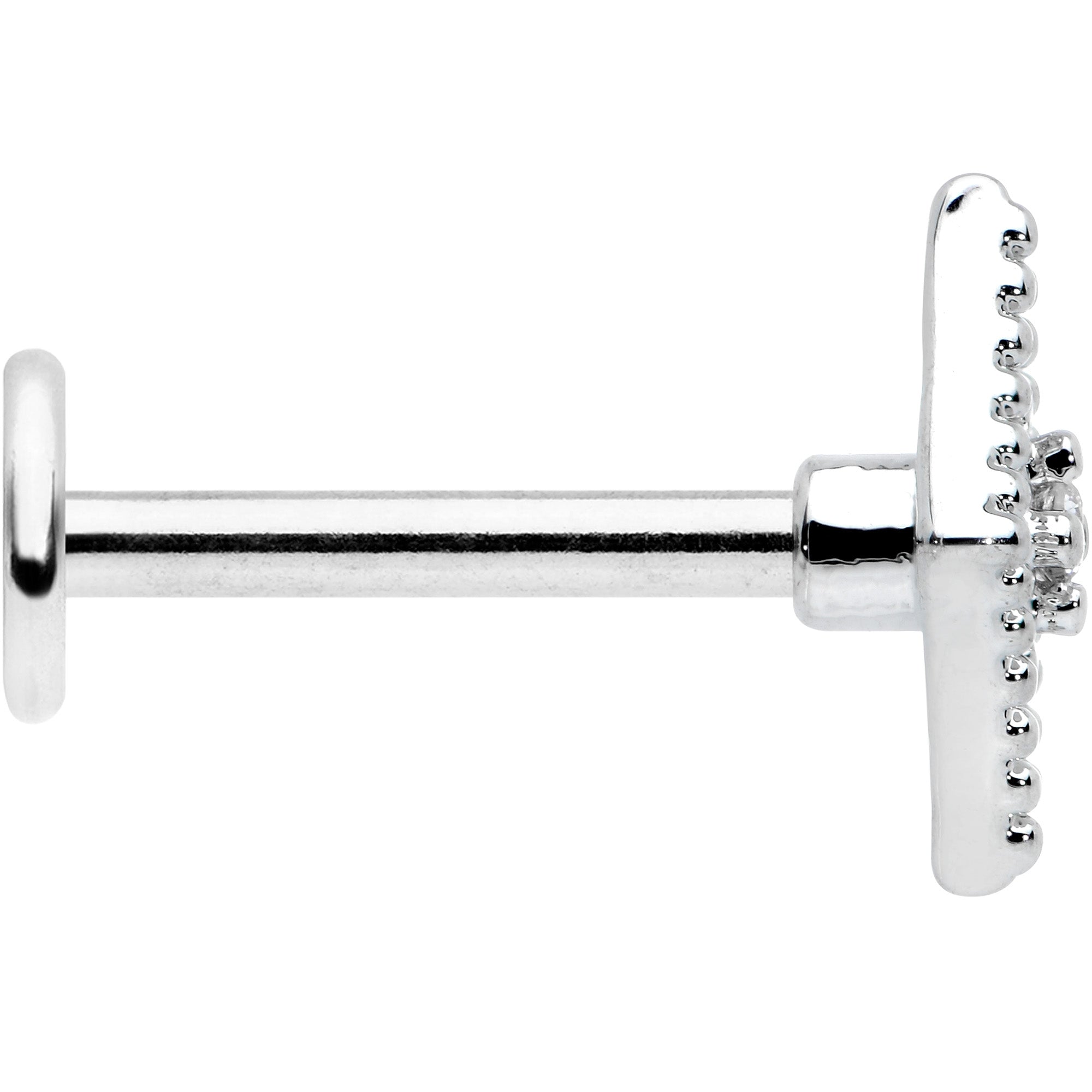 16G 5/16 Clear Gem Deco Textured Rhombus Labret Monroe Tragus