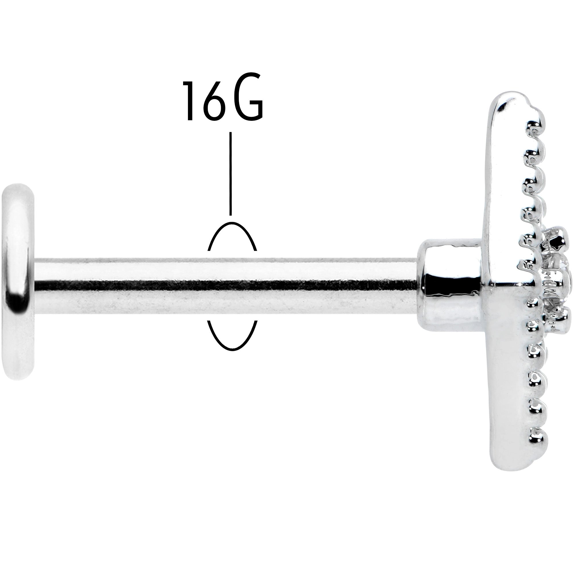 16G 5/16 Clear Gem Deco Textured Rhombus Labret Monroe Tragus