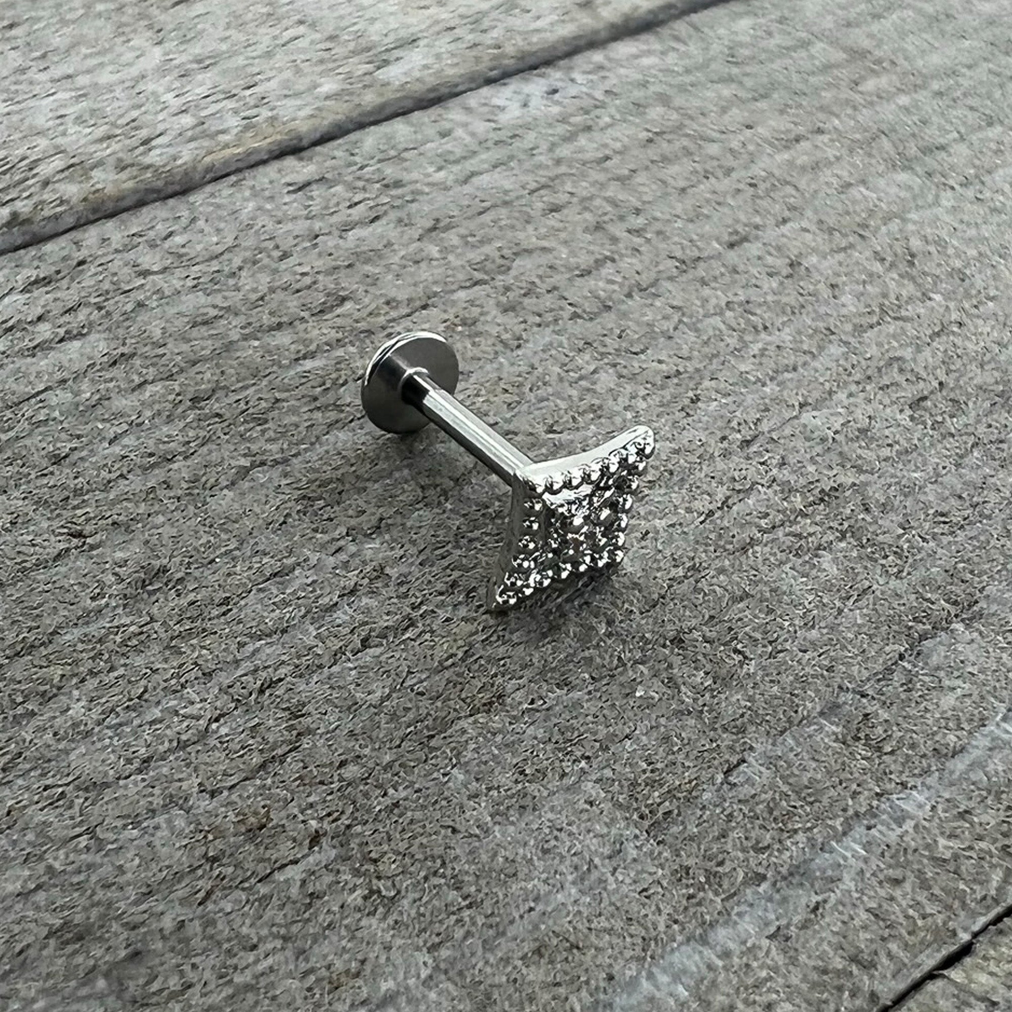 16G 5/16 Clear Gem Deco Textured Rhombus Labret Monroe Tragus