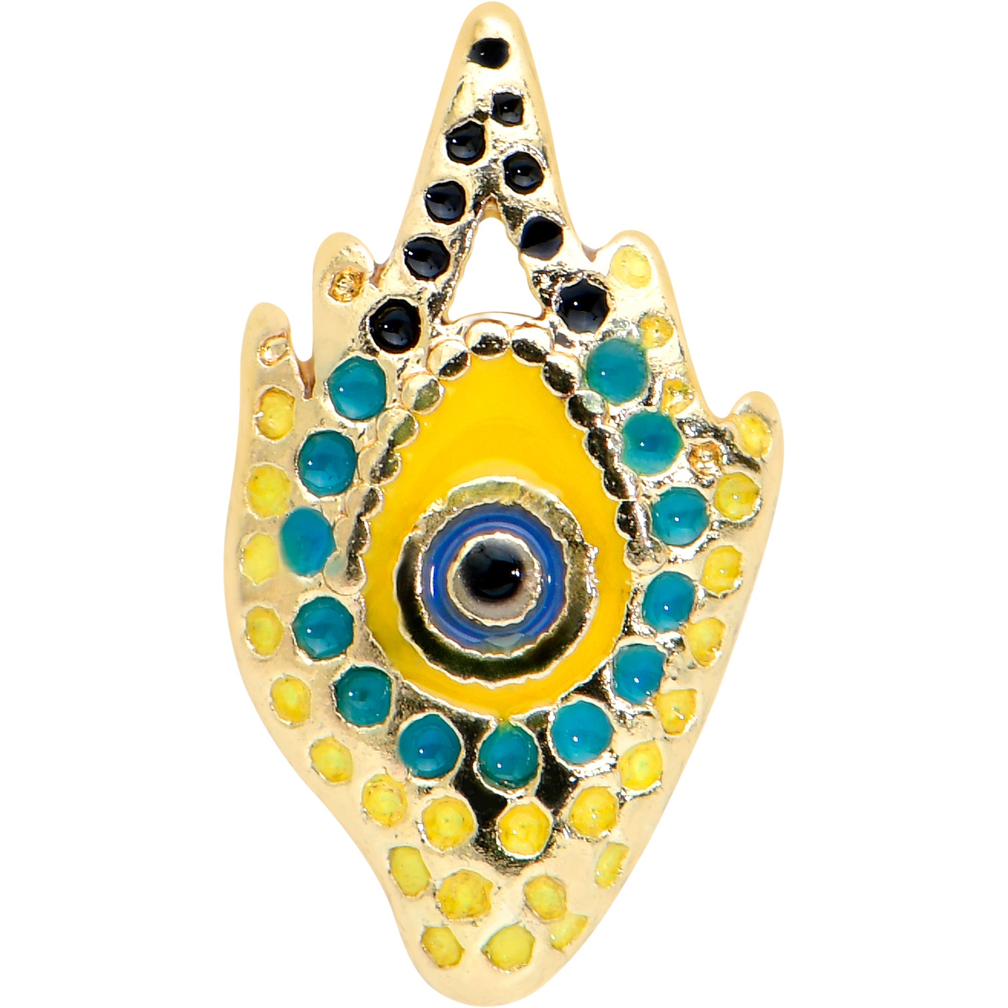 16G 1/4 Gold Tone Bold Peacock Feather Labret Monroe Tragus