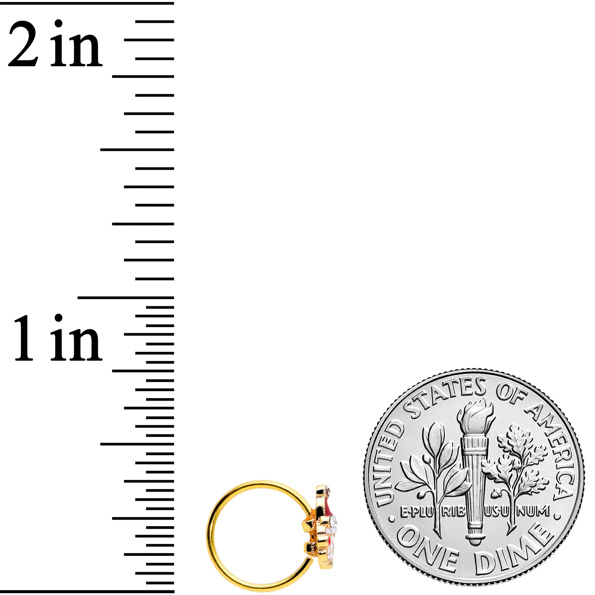 20G 5/16 Clear Gem Gold Tone Deco Santa Christmas Nose Hoop