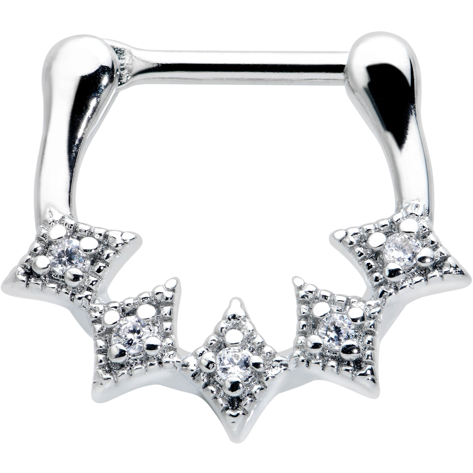 16G 3/8 Clear Gem Textured Rhombus Arc Cartilage Clicker Ring