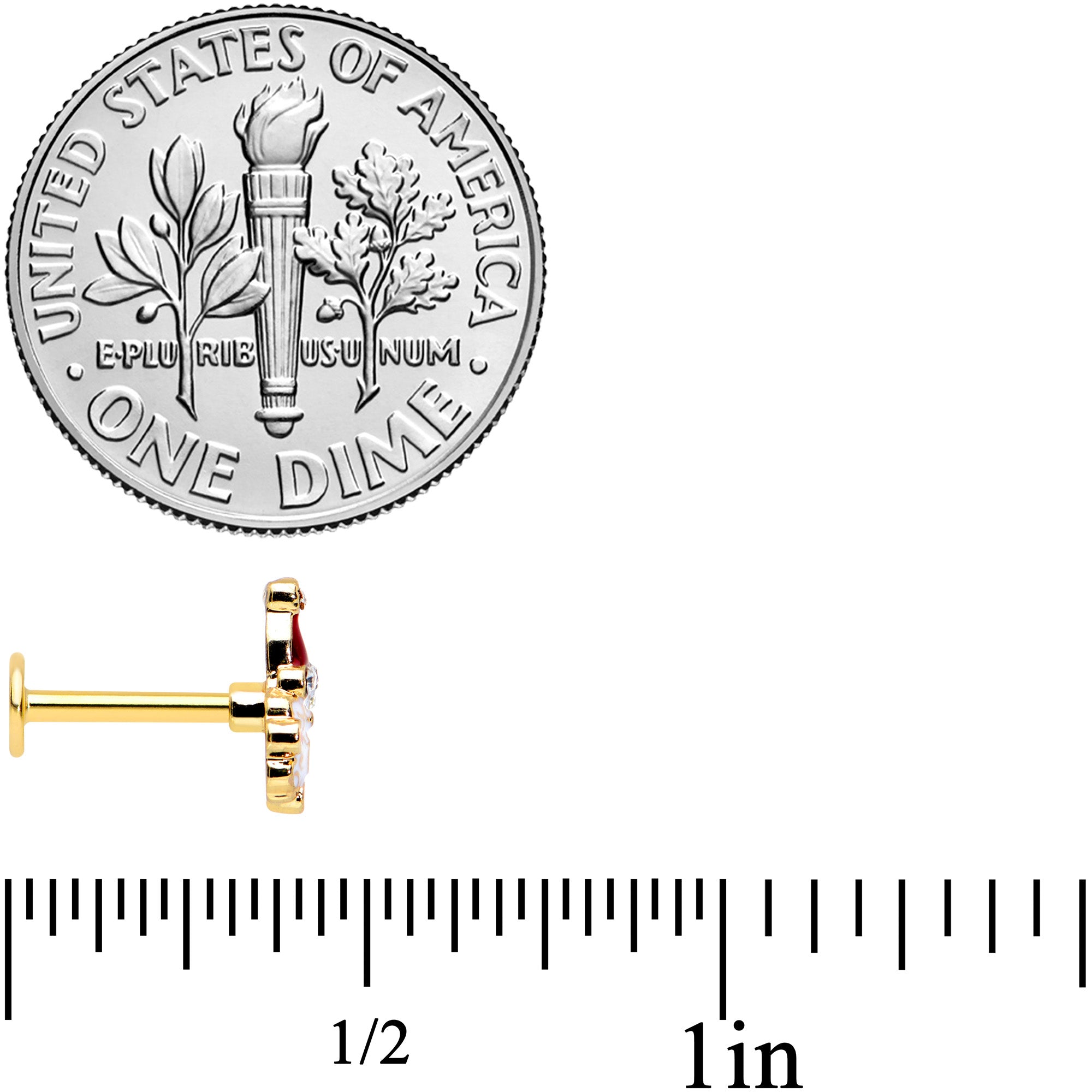 16G 5/16 Clear Gem Gold Tone Deco Santa Christmas Labret Tragus