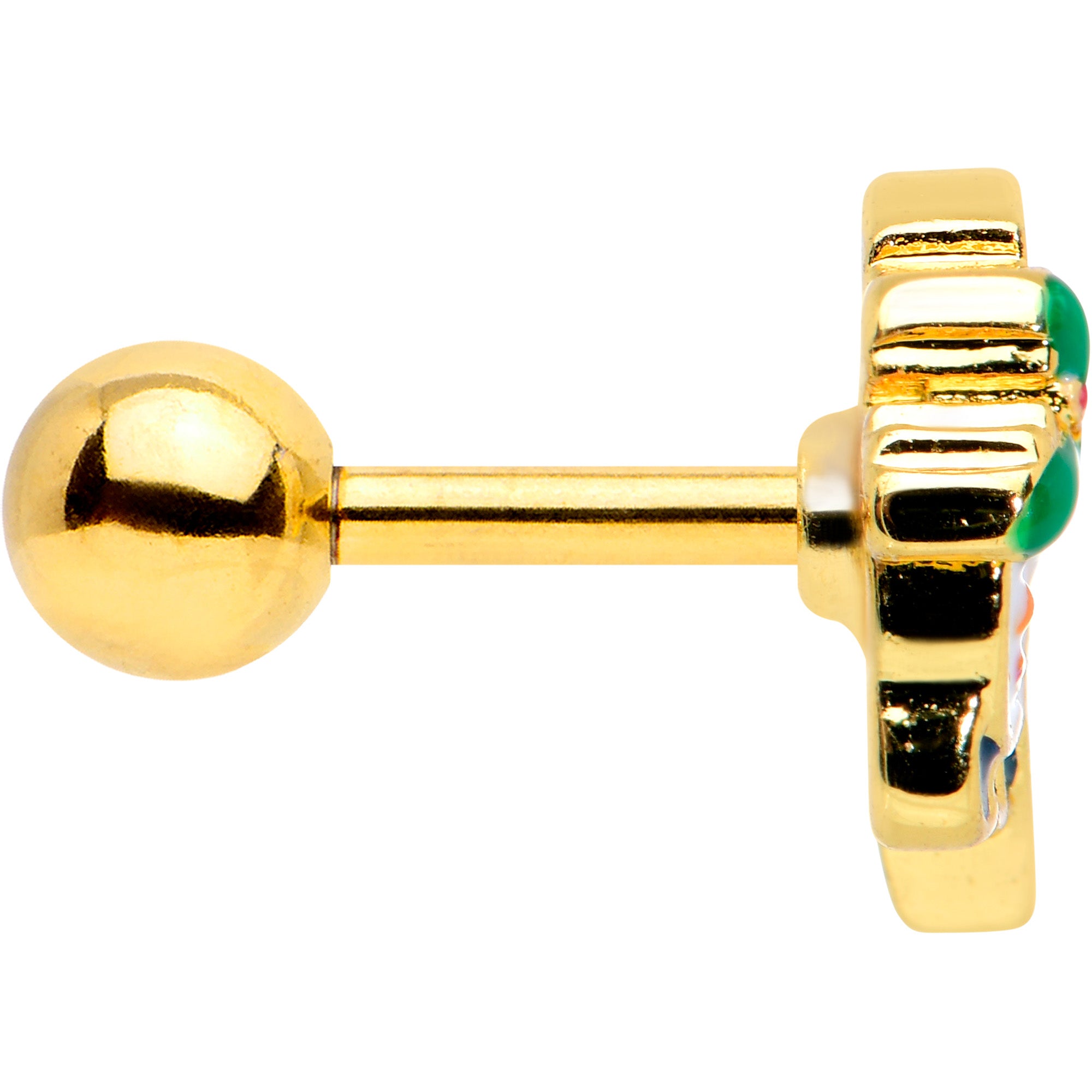 16G 1/4 Clear Gem Gold Tone Happy Snowman Cartilage Tragus