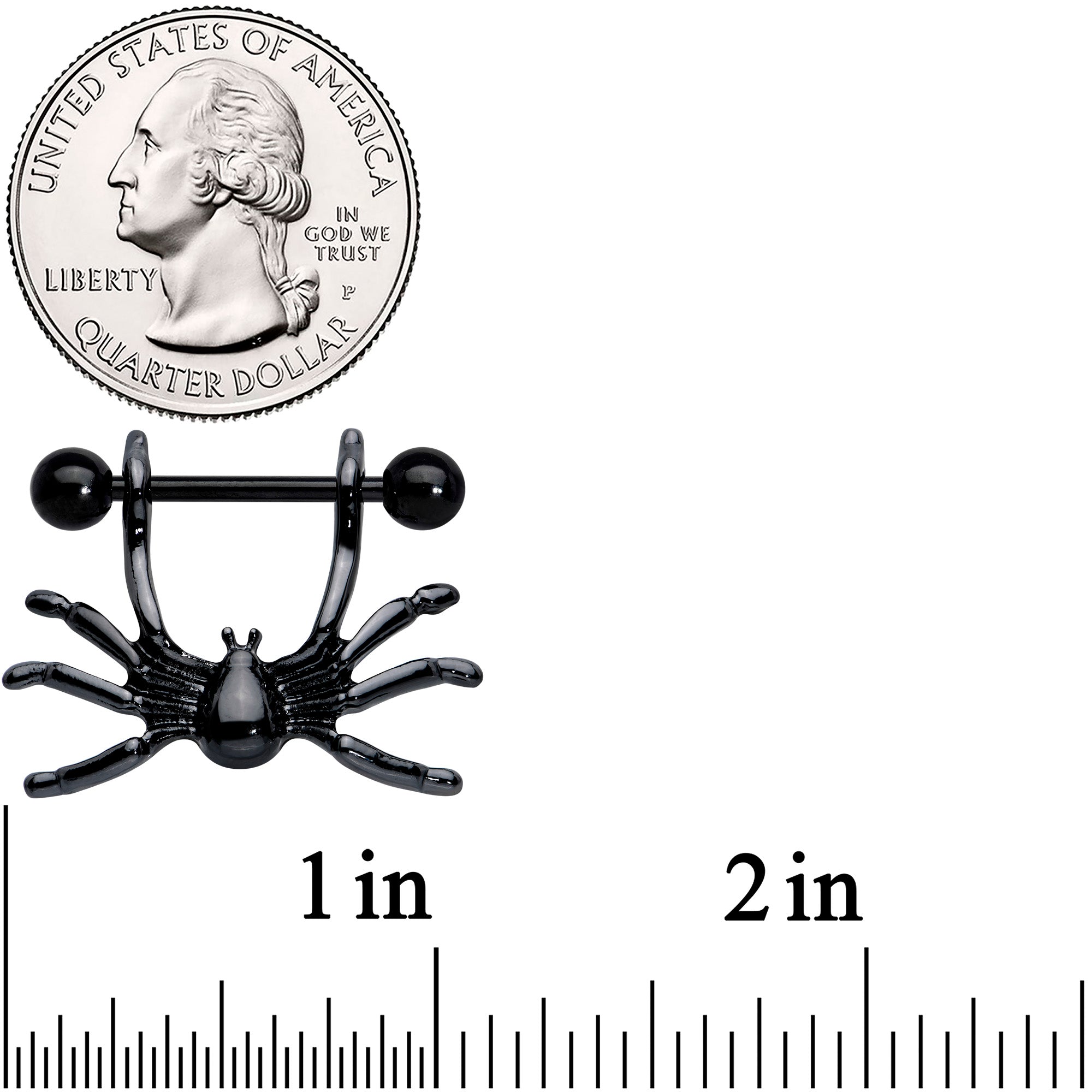 14G 7/16 Black Crawly Spider Halloween Nipple Shield Set