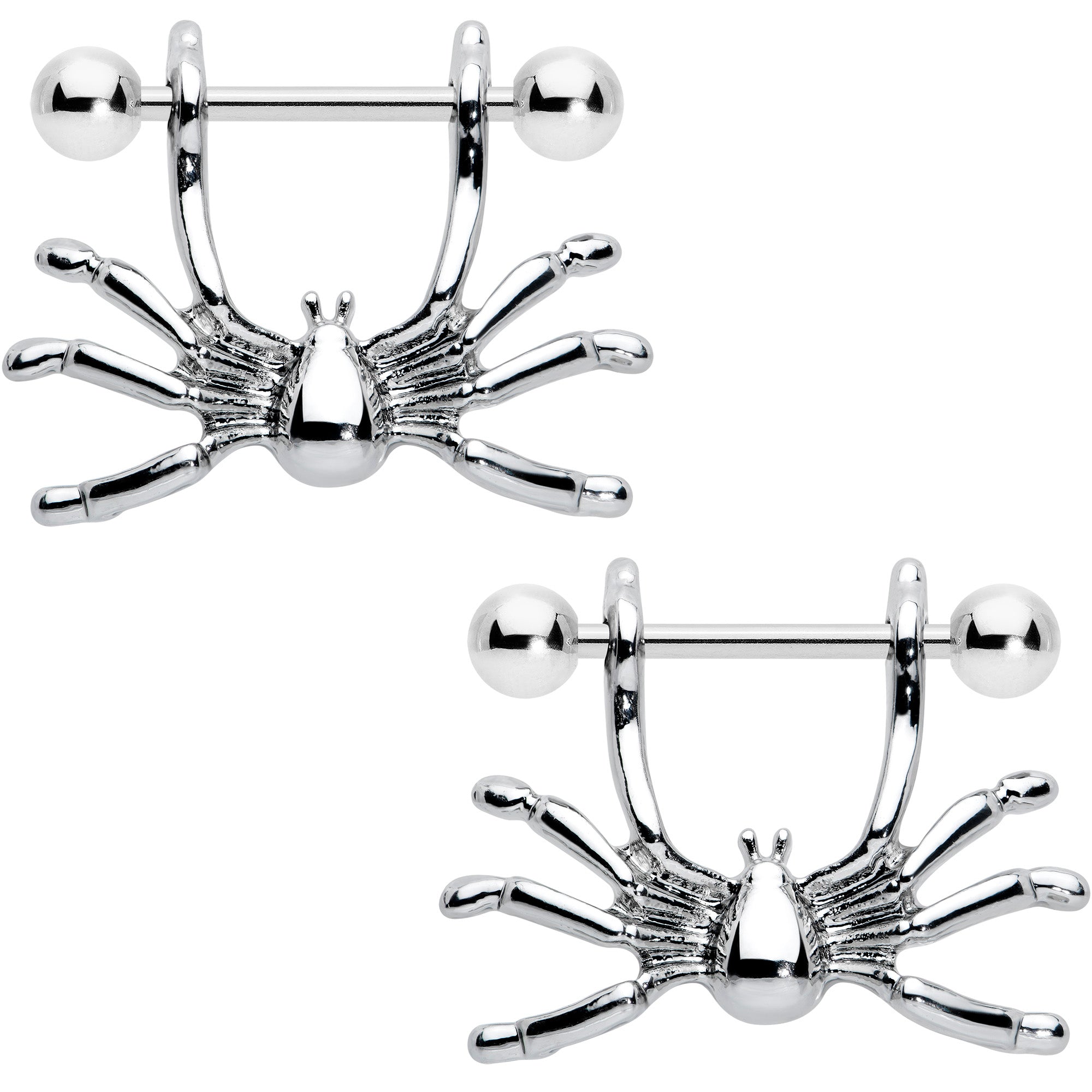 14G 7/16 Crawly Spider Halloween Nipple Shield Set