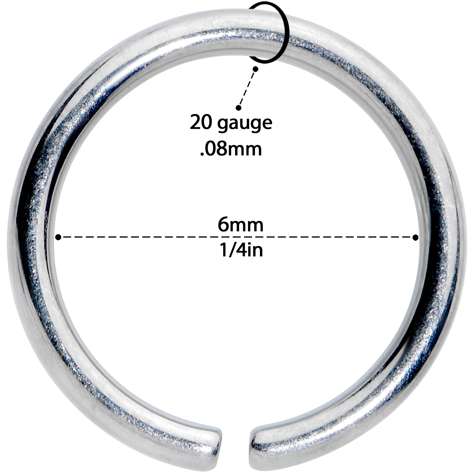 20G 1/4 Grade 23 Titanium Bendable Hoop Ring