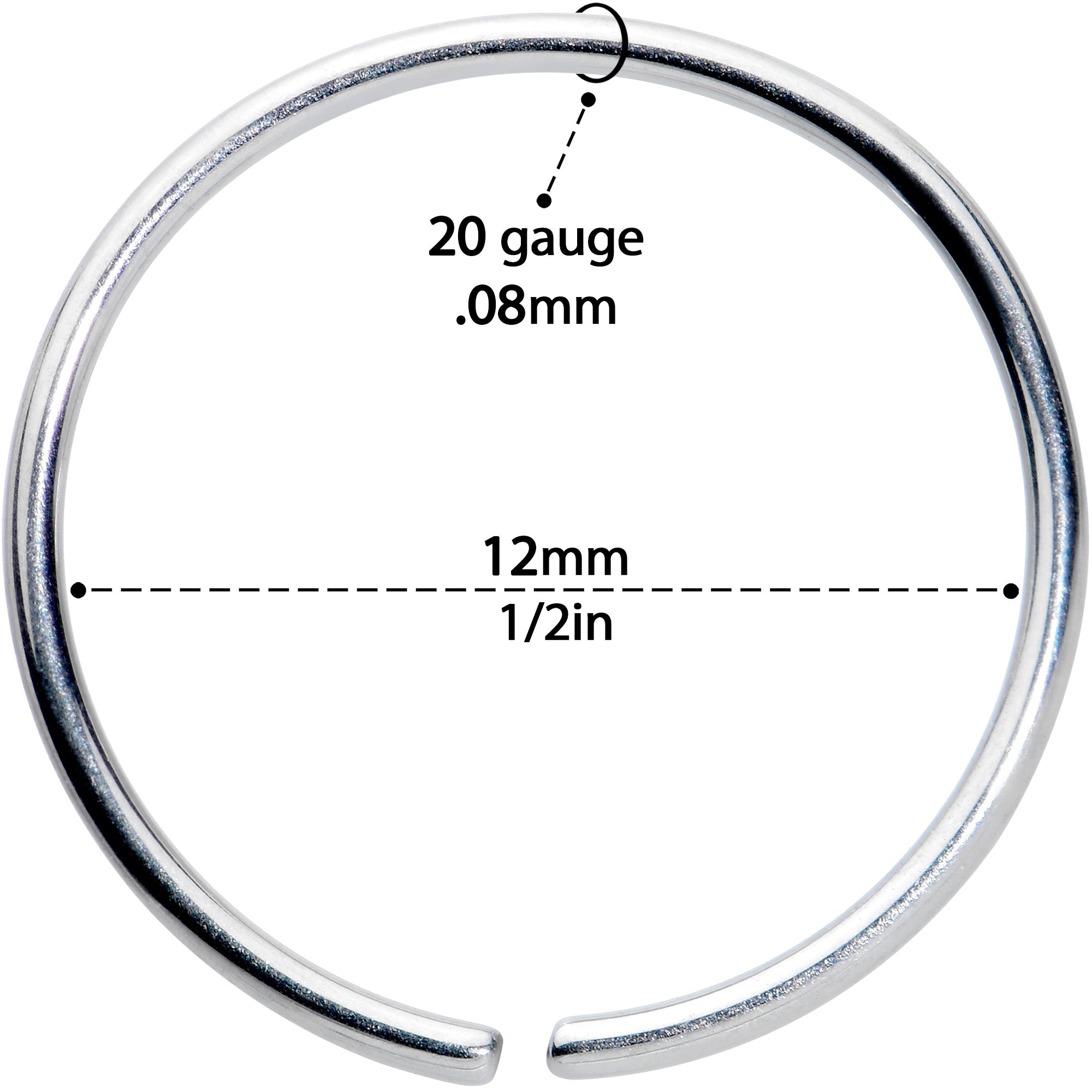 20G 1/2 Grade 23 Titanium Bendable Hoop Ring