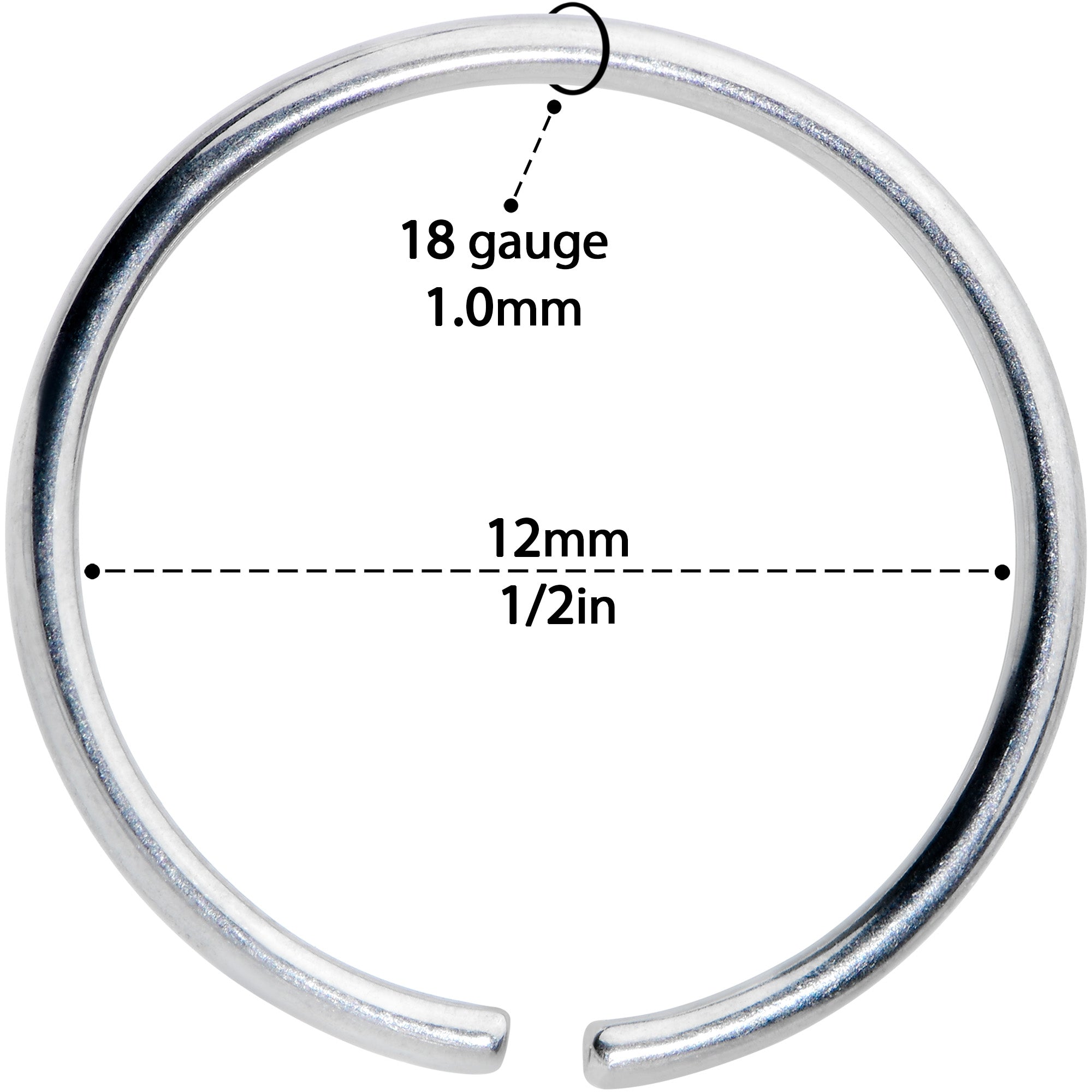 18G 1/2 Grade 23 Titanium Bendable Hoop Ring