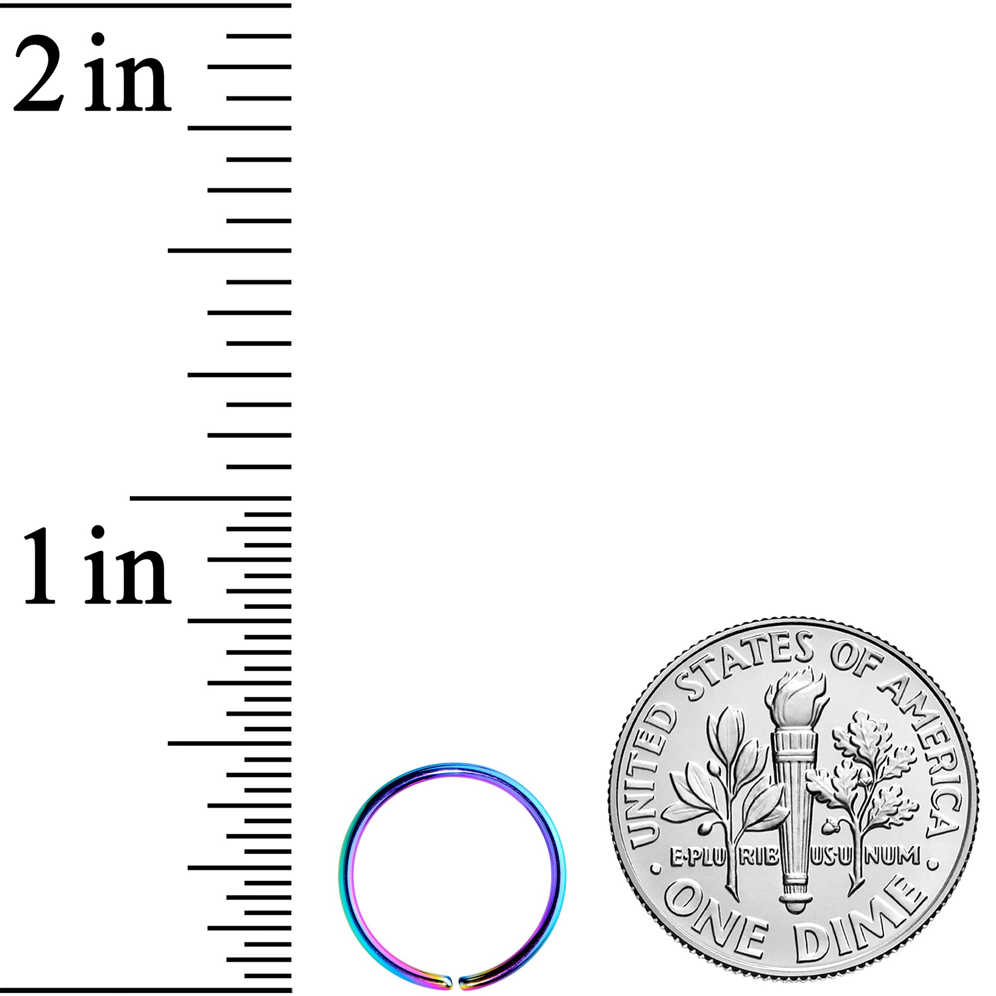 20G 3/8 Rainbow PVD Grade 23 Titanium Bendable Hoop Ring