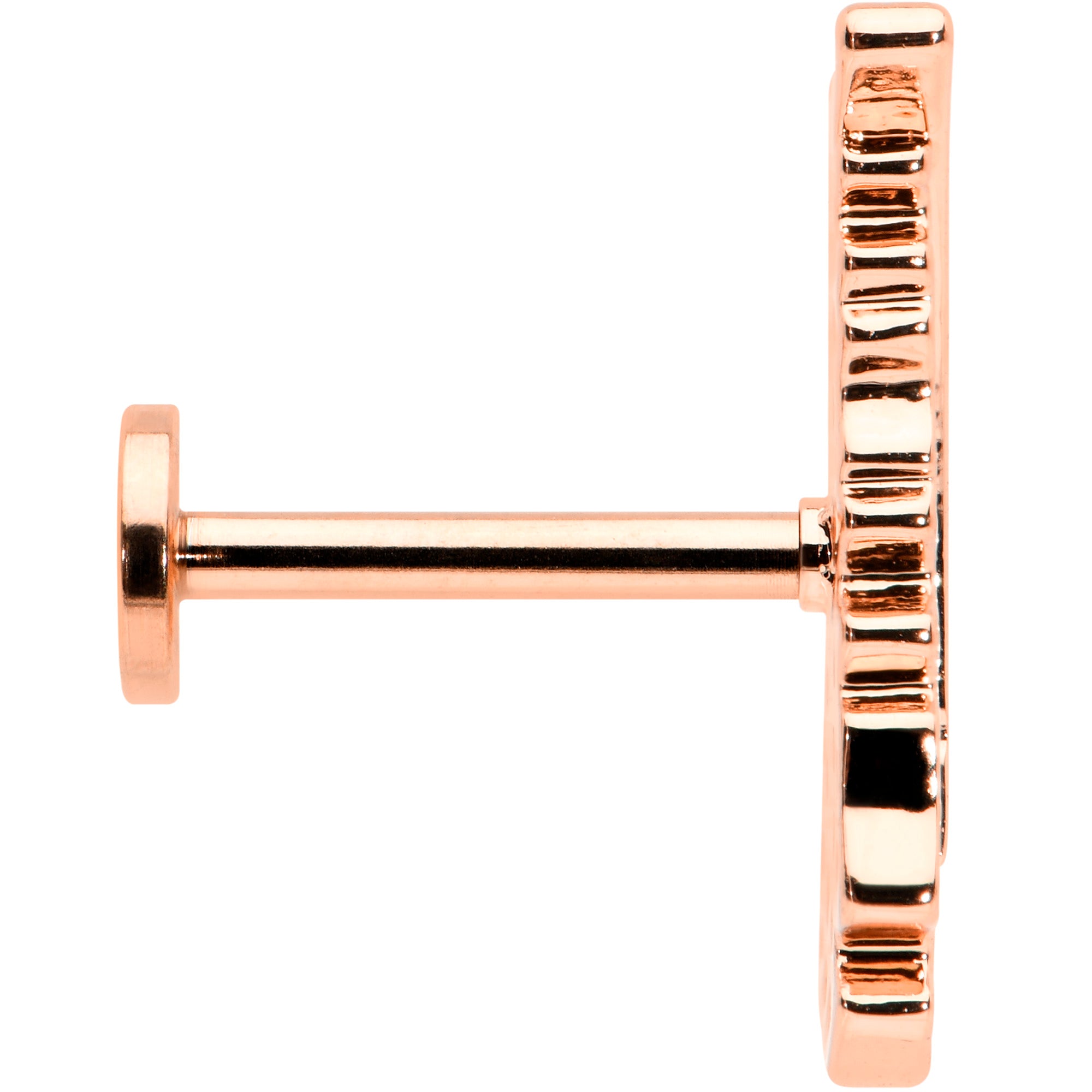 16G 5/16 Clear CZ Rosy Hue Feather Internal Thread Labret Tragus