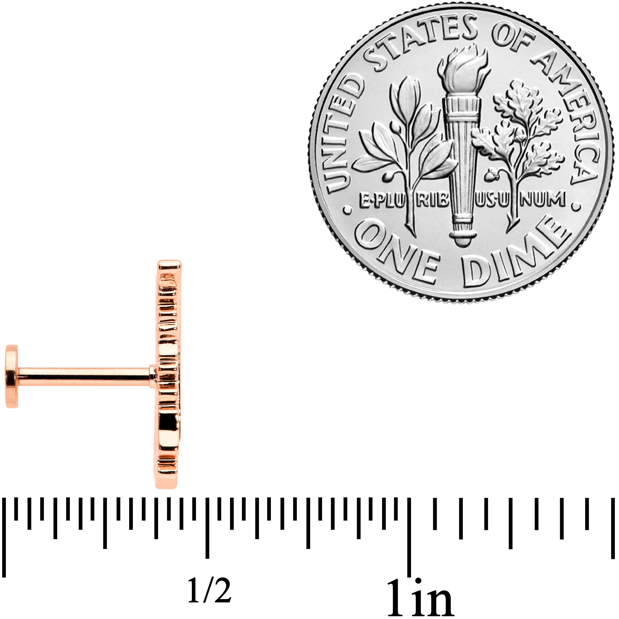 16G 5/16 Clear CZ Rosy Hue Feather Internal Thread Labret Tragus