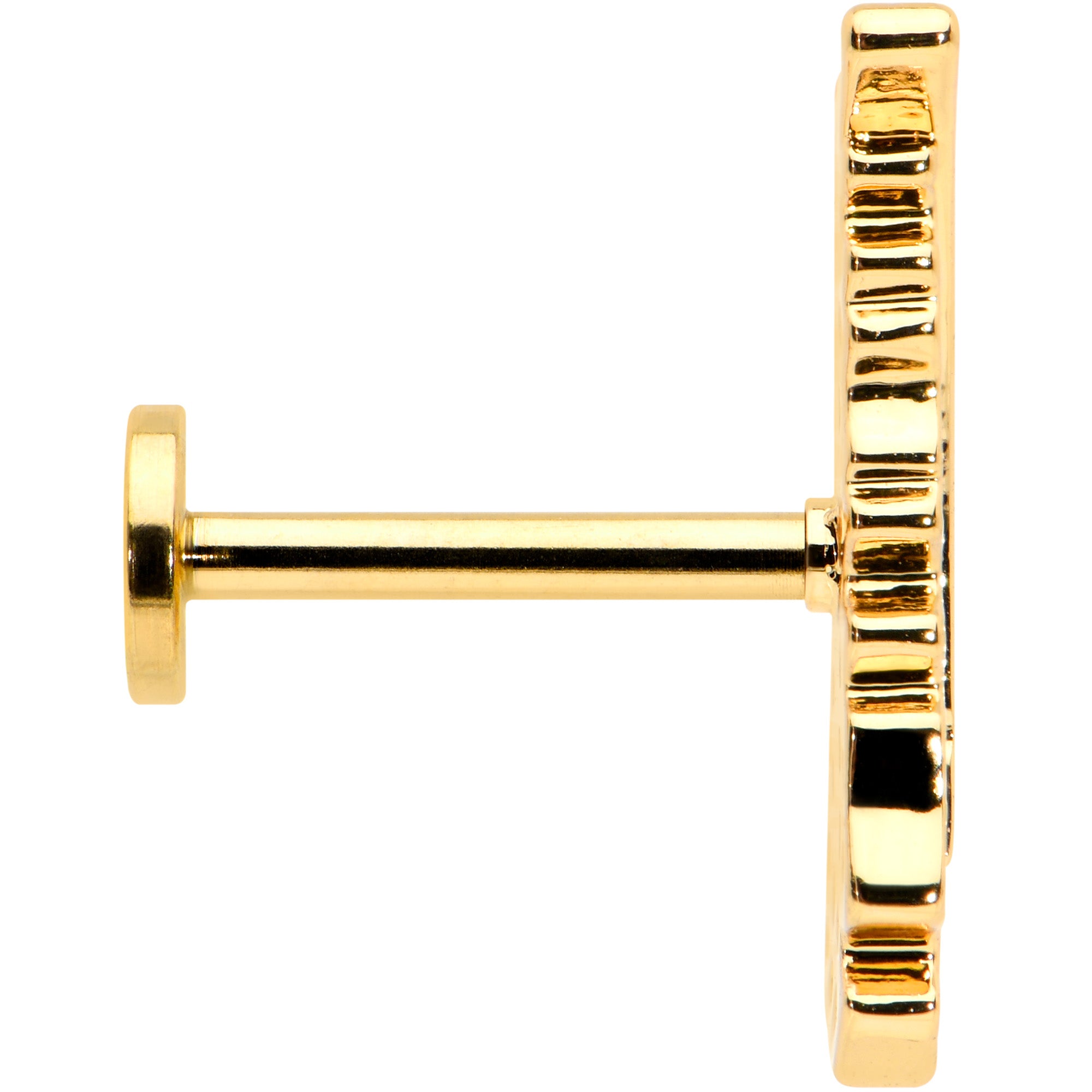 16G 5/16 Clear CZ Gem Gold Hue Feather Internal Thread Labret Tragus