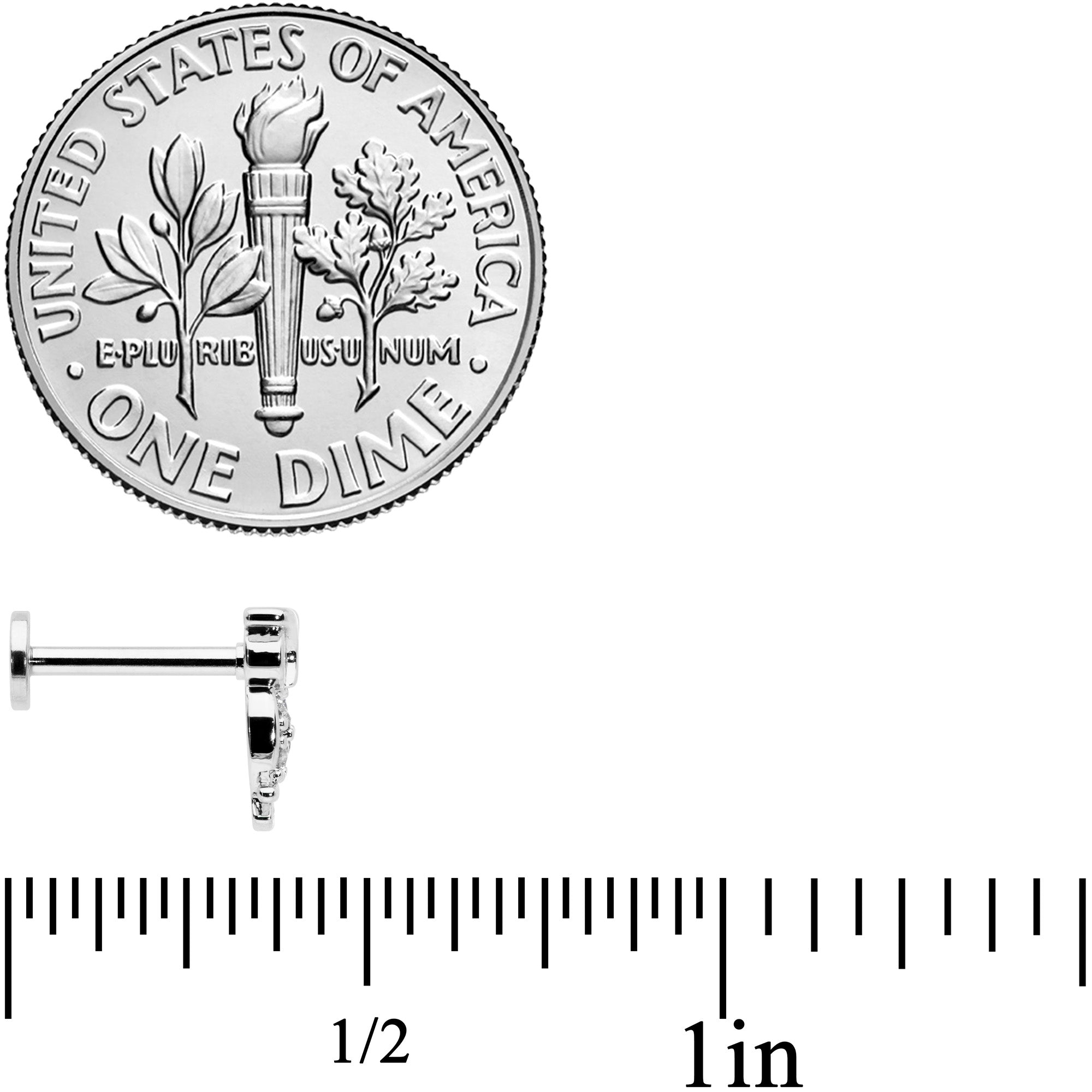 16G 5/16 Clear CZ Gem Owl Internal Thread Labret Monroe Tragus