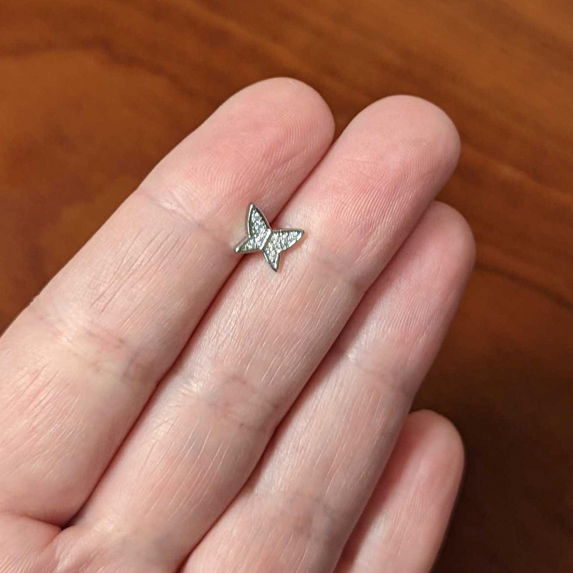 16G 5/16 Clear CZ Gem Butterfly Internally Threaded Labret Tragus