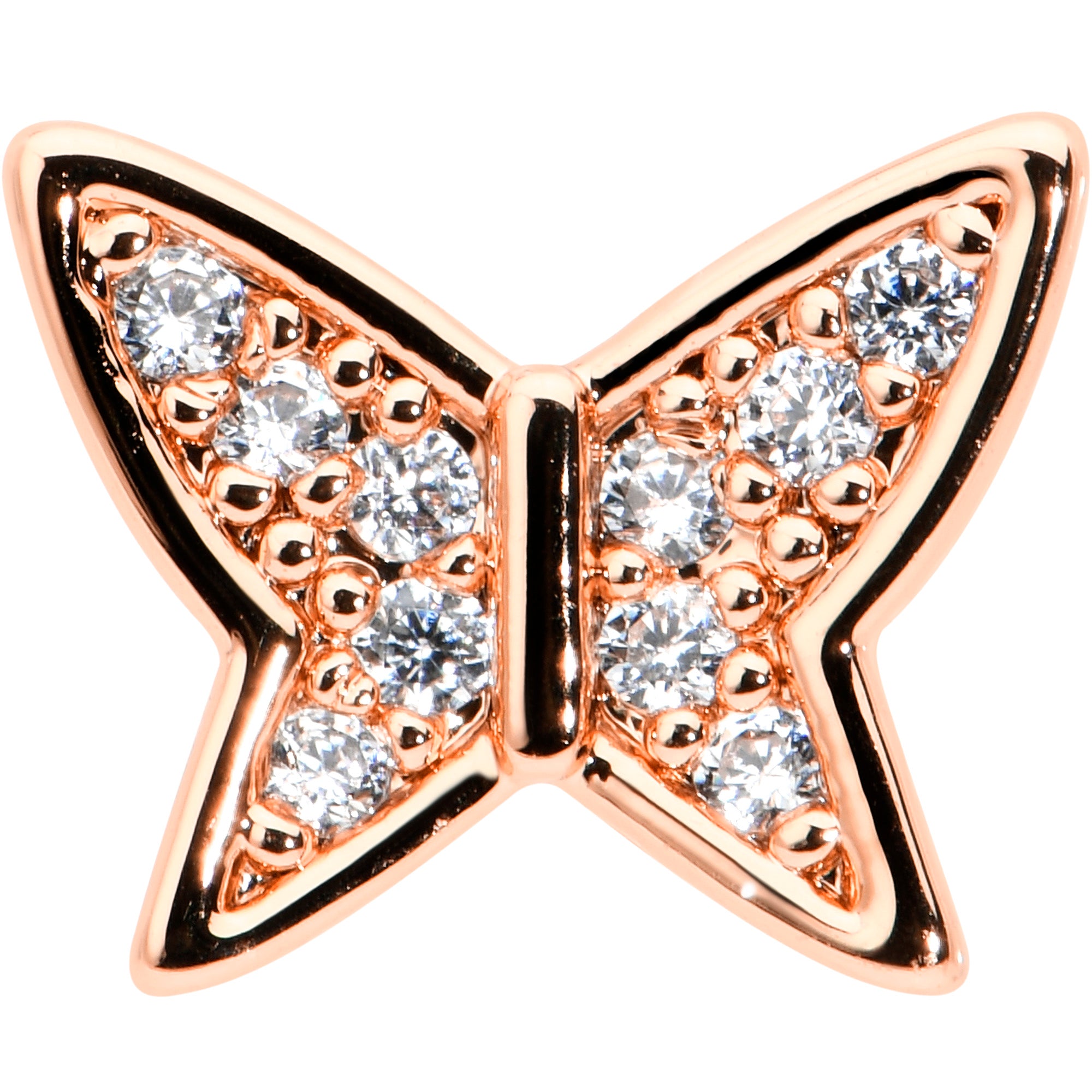 16G 5/16 CZ Gem Rosy Hue Butterfly Internal Thread Labret Tragus