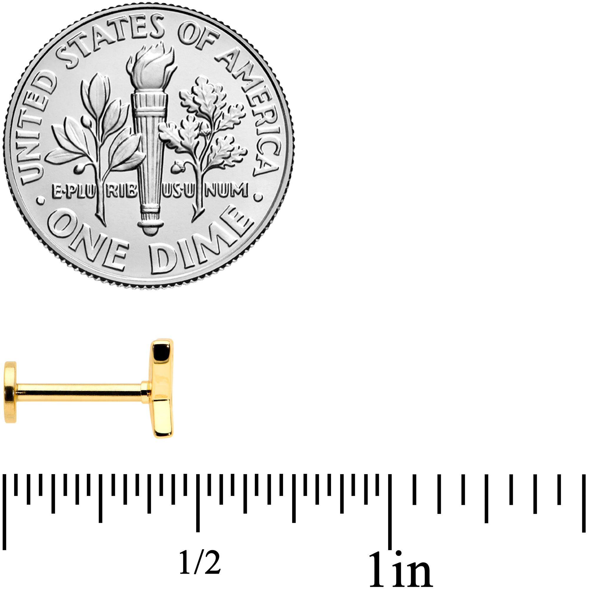 16G 5/16 CZ Gem Gold Hue Butterfly Internal Thread Labret Tragus