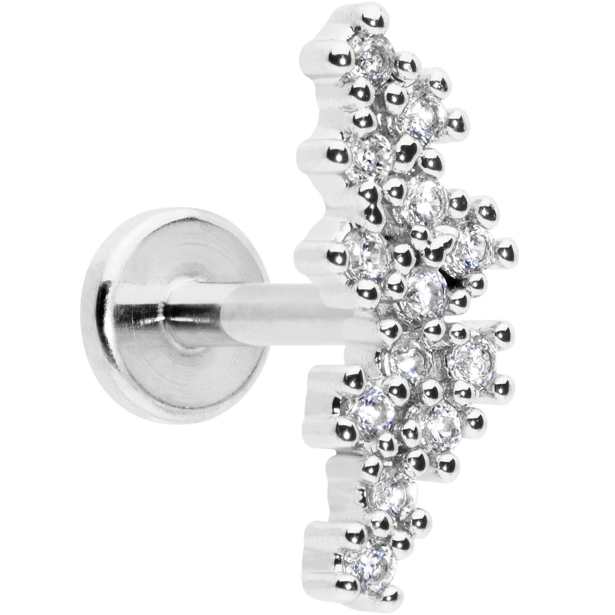 16G 5/16 CZ Gem Texture Arc Internal Thread Labret Monroe Tragus