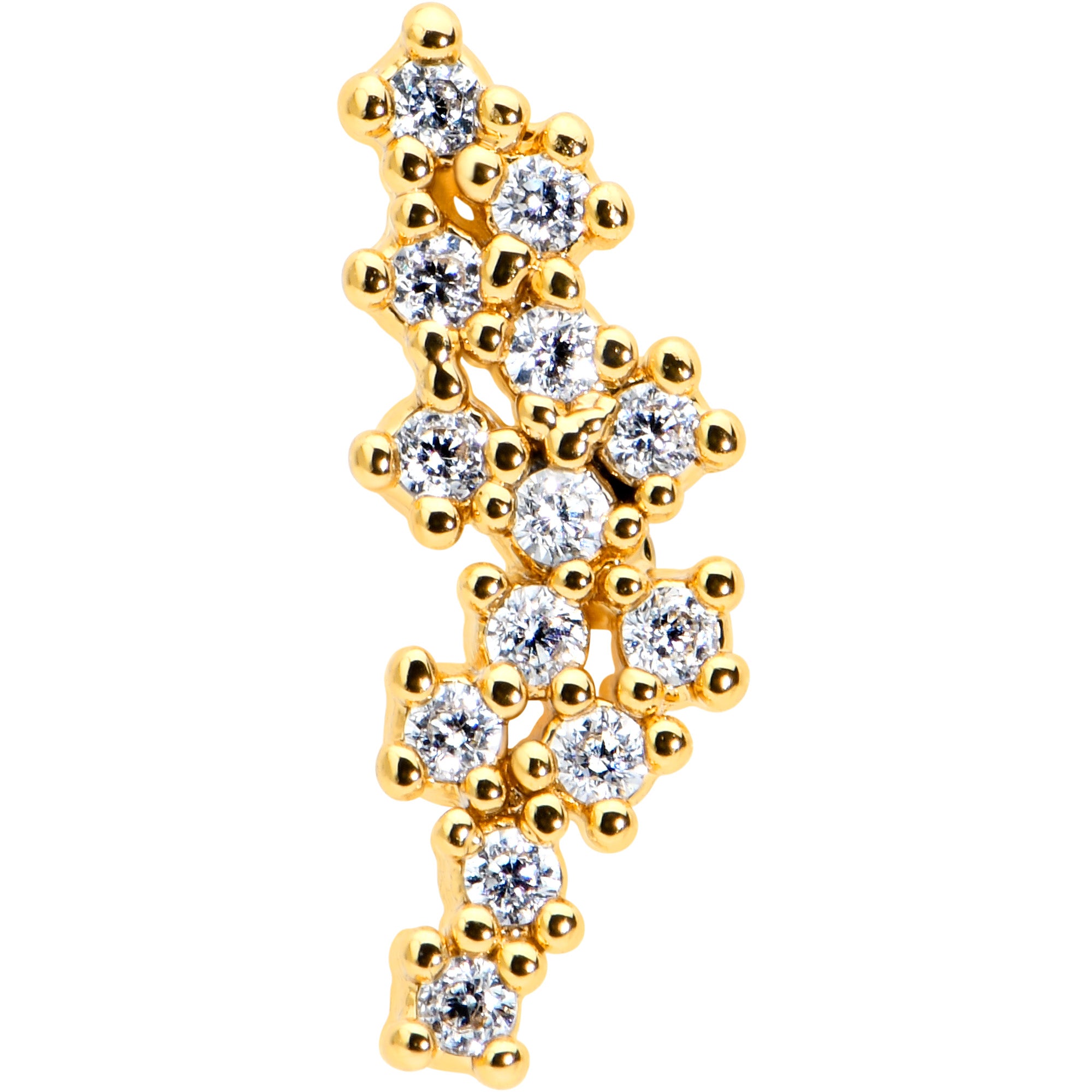 16G 5/16 CZ Gem Gold Hue Texture Arc Internal Thread Labret Tragus