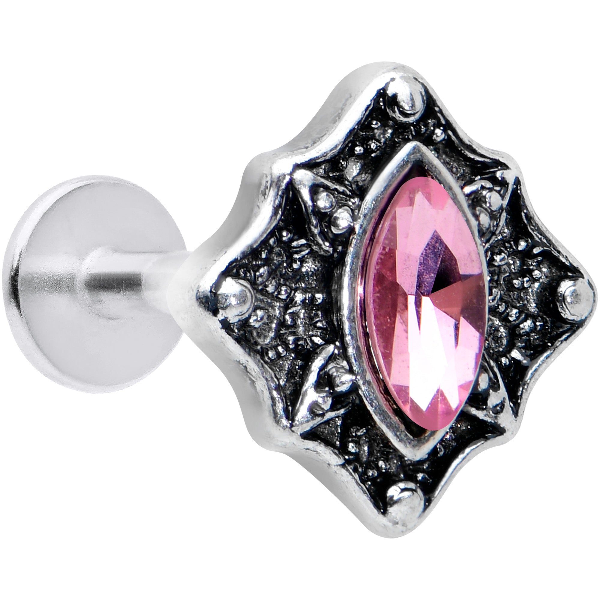 16G 5/16 Pink Gem Rhombus Retro Labret Monroe Tragus