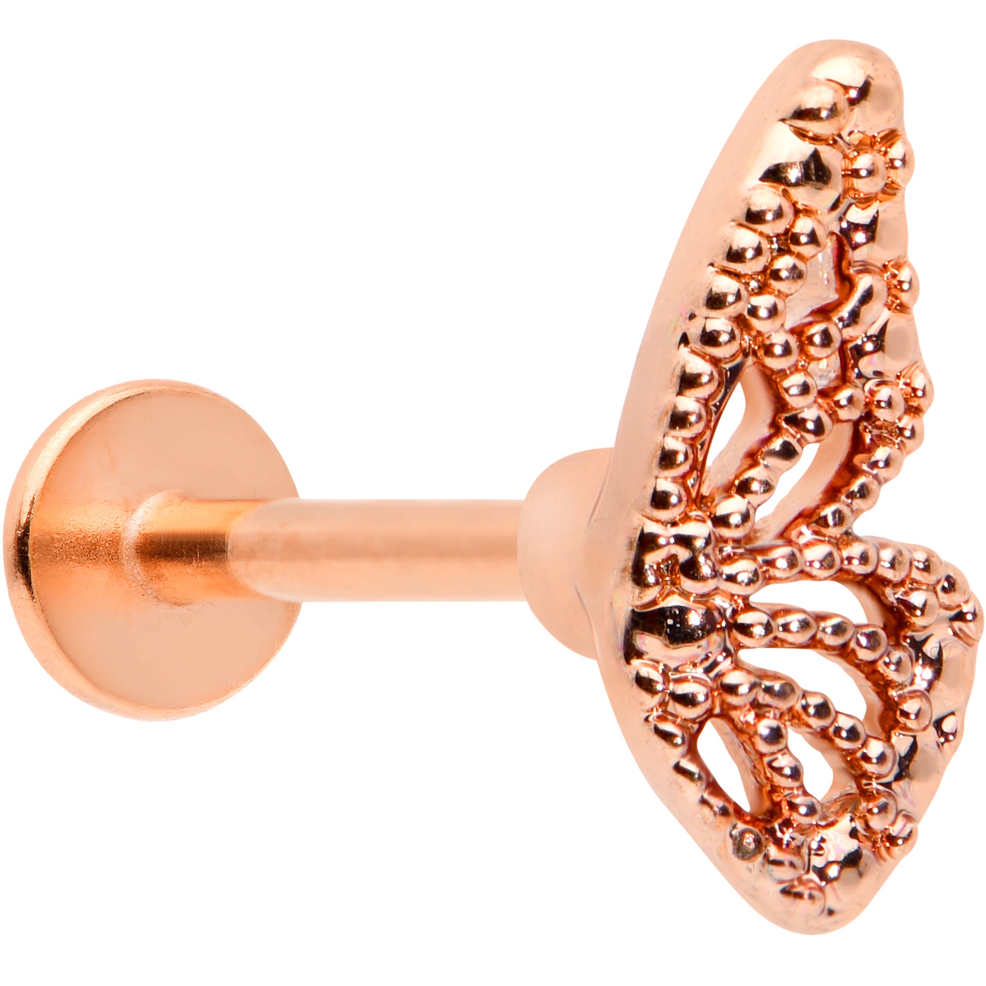 16G 5/16 Rose Gold Tone Textured Butterfly Labret Monroe Tragus
