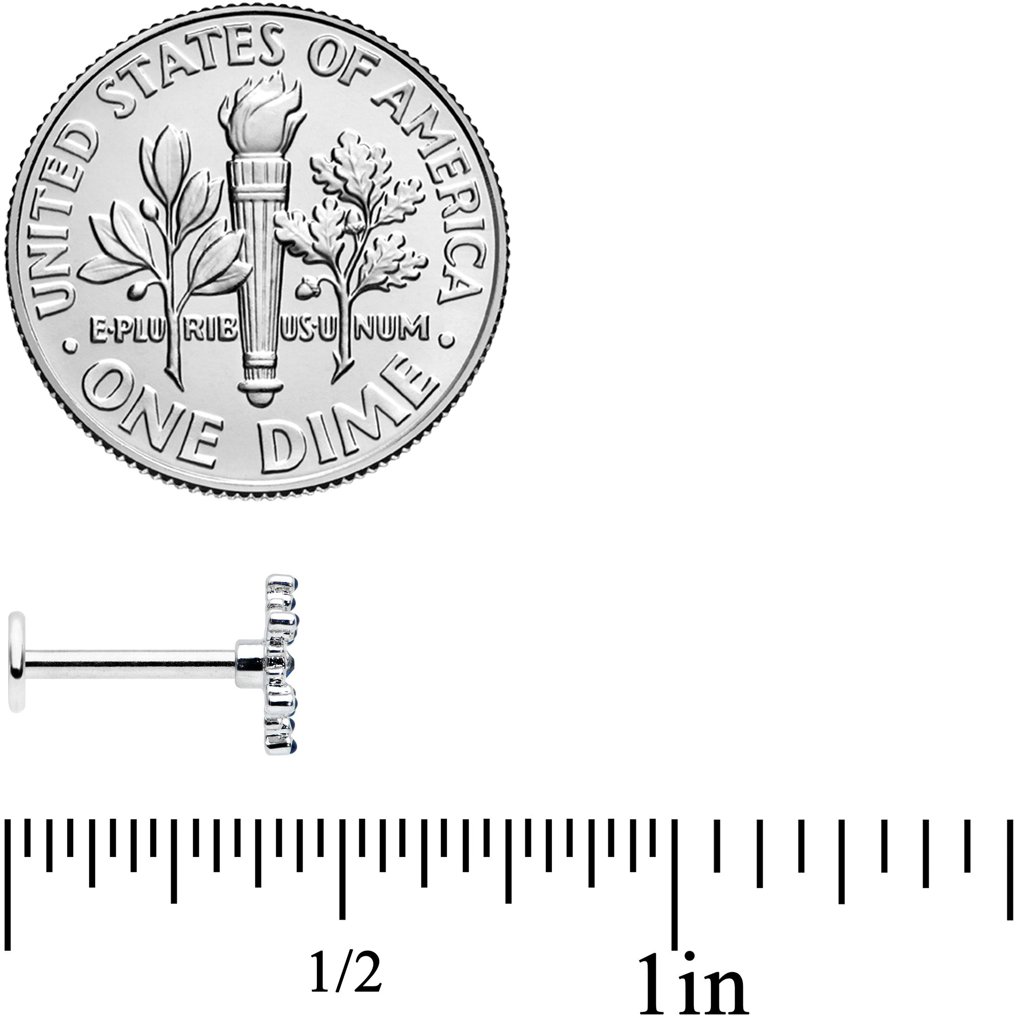 16G 5/16 Clear Blue Gem Festive Snowflake Labret Monroe Tragus