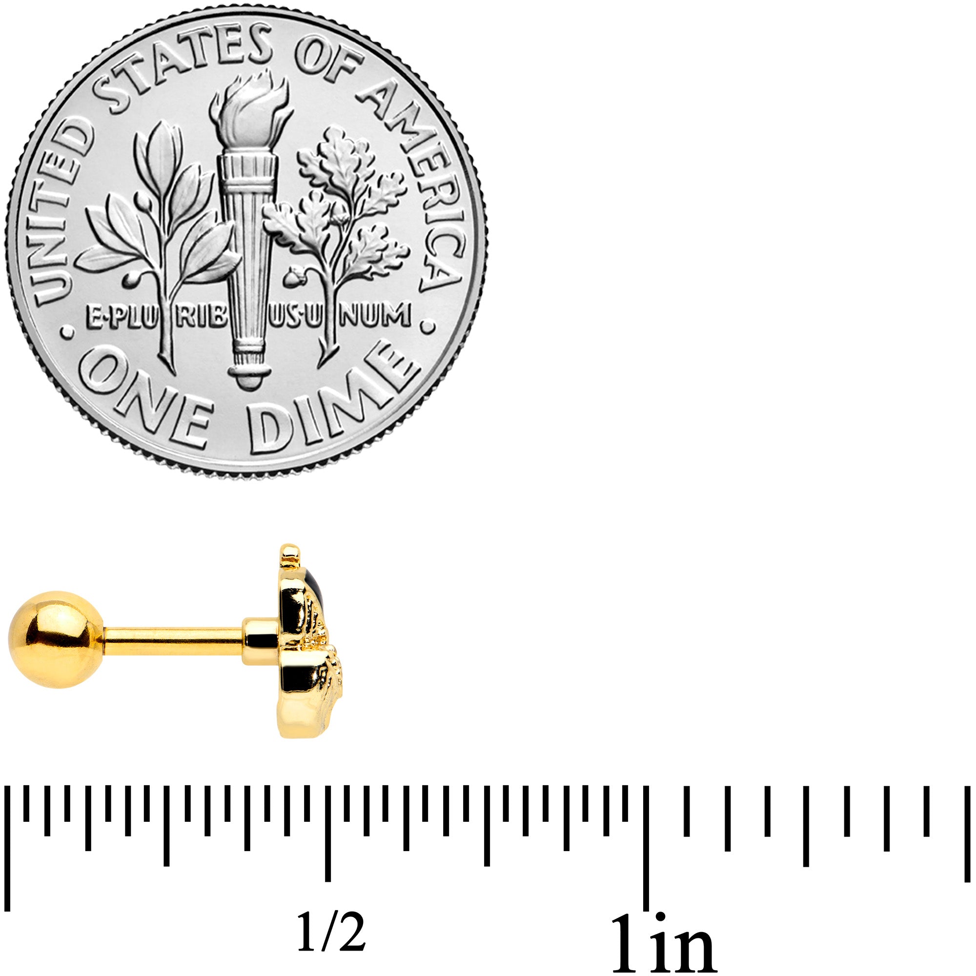 16G 1/4 Gold Tone Mom Baby Whale Orca Cartilage Tragus Earring