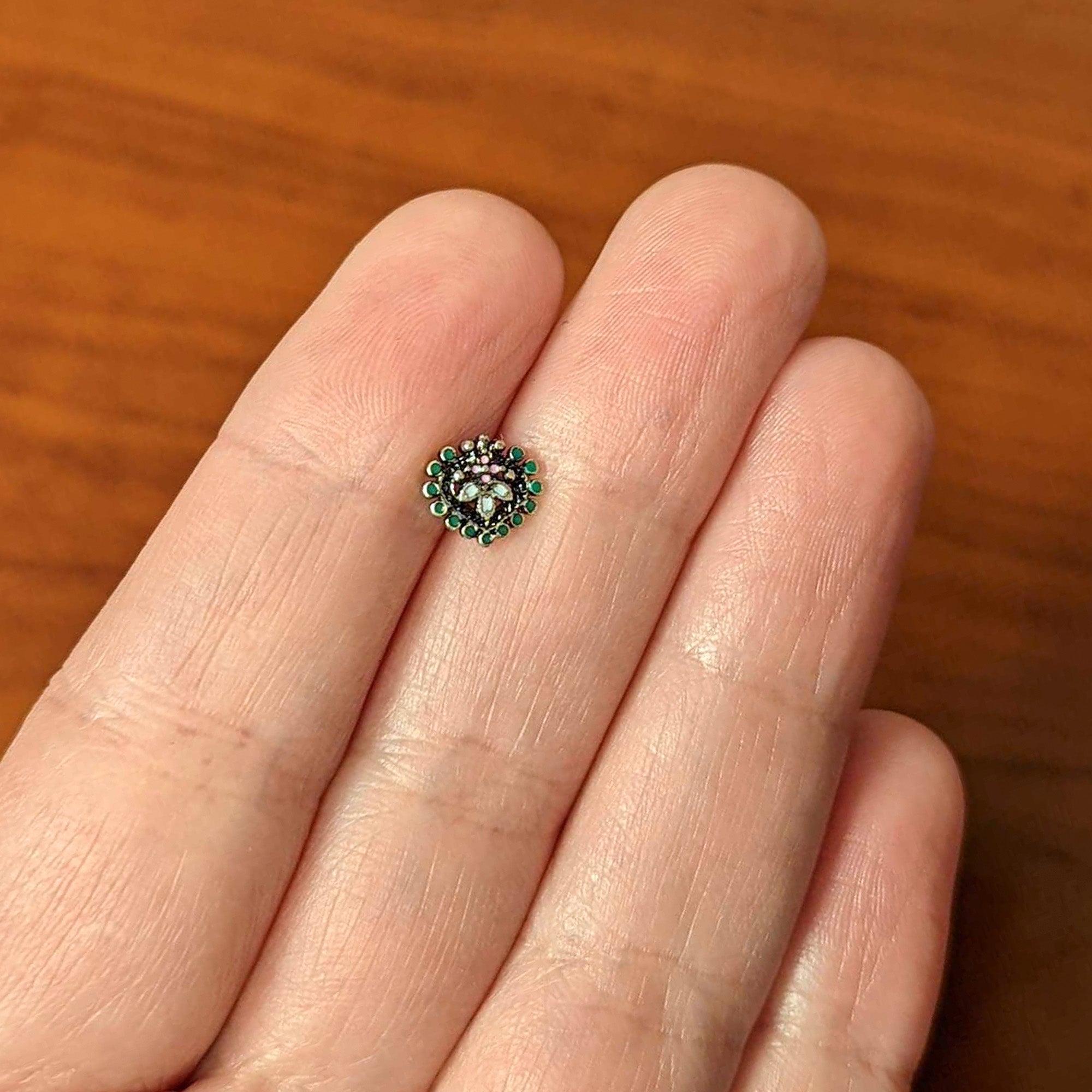 16G 1/4 Stylized Pink Green Abstract Leaf Cartilage Tragus Earring