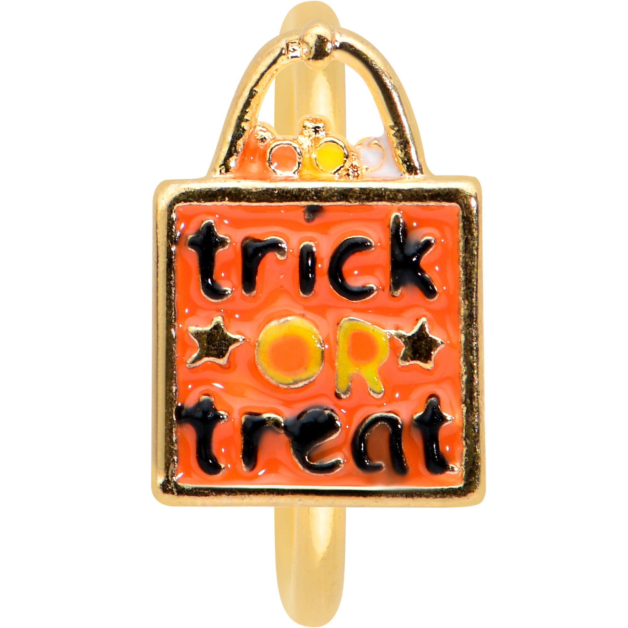 20G 5/16 Gold Tone Trick or Treat Bag Halloween Nose Hoop
