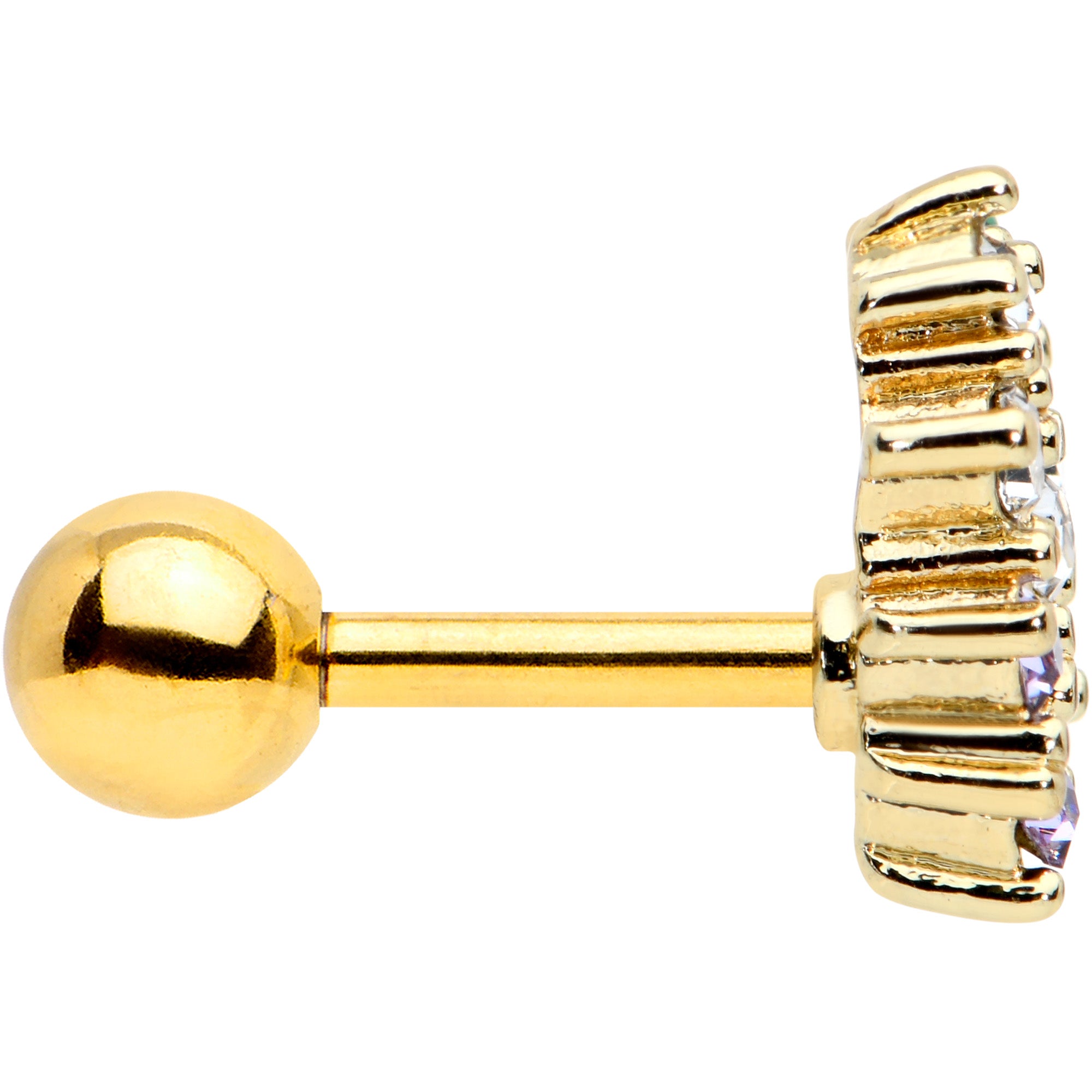 16G 1/4 Clear CZ Gem Gold Tone Bunch Grapes Cartilage Tragus